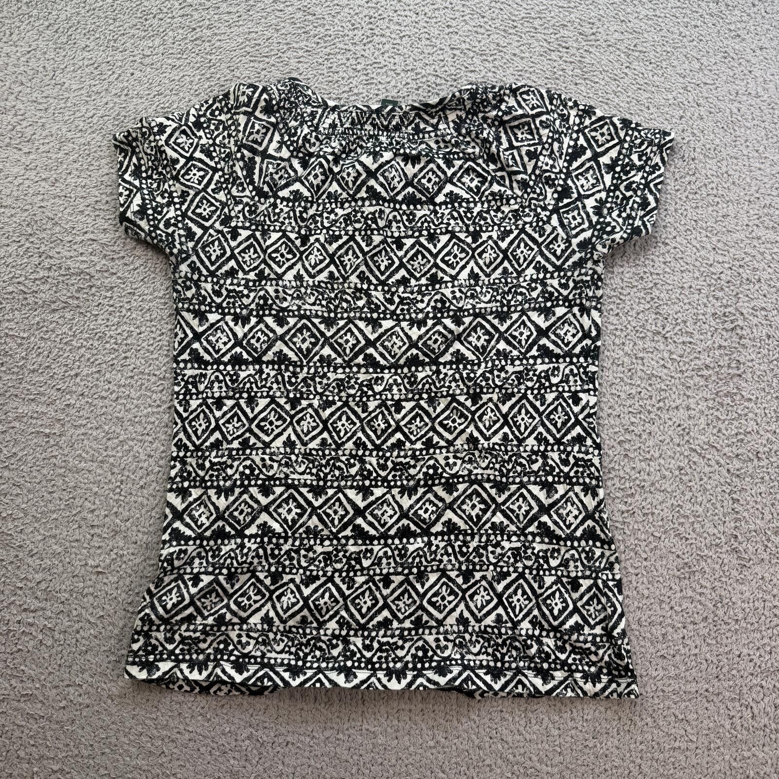 Lauren Ralph Lauren Lauren Ralph Lauren Black White Geometric Tribal Top Women M Size M / US 6-8 / IT 42-44 - 2 Thumbnail