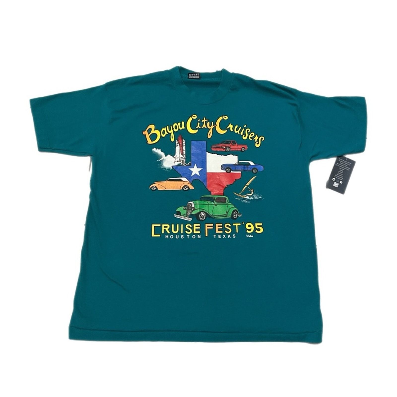 Fruit Of The Loom Vintage 90s Bayou City Cruisers T-Shirt Size US XL / EU 56 / 4 - 1 Thumbnail