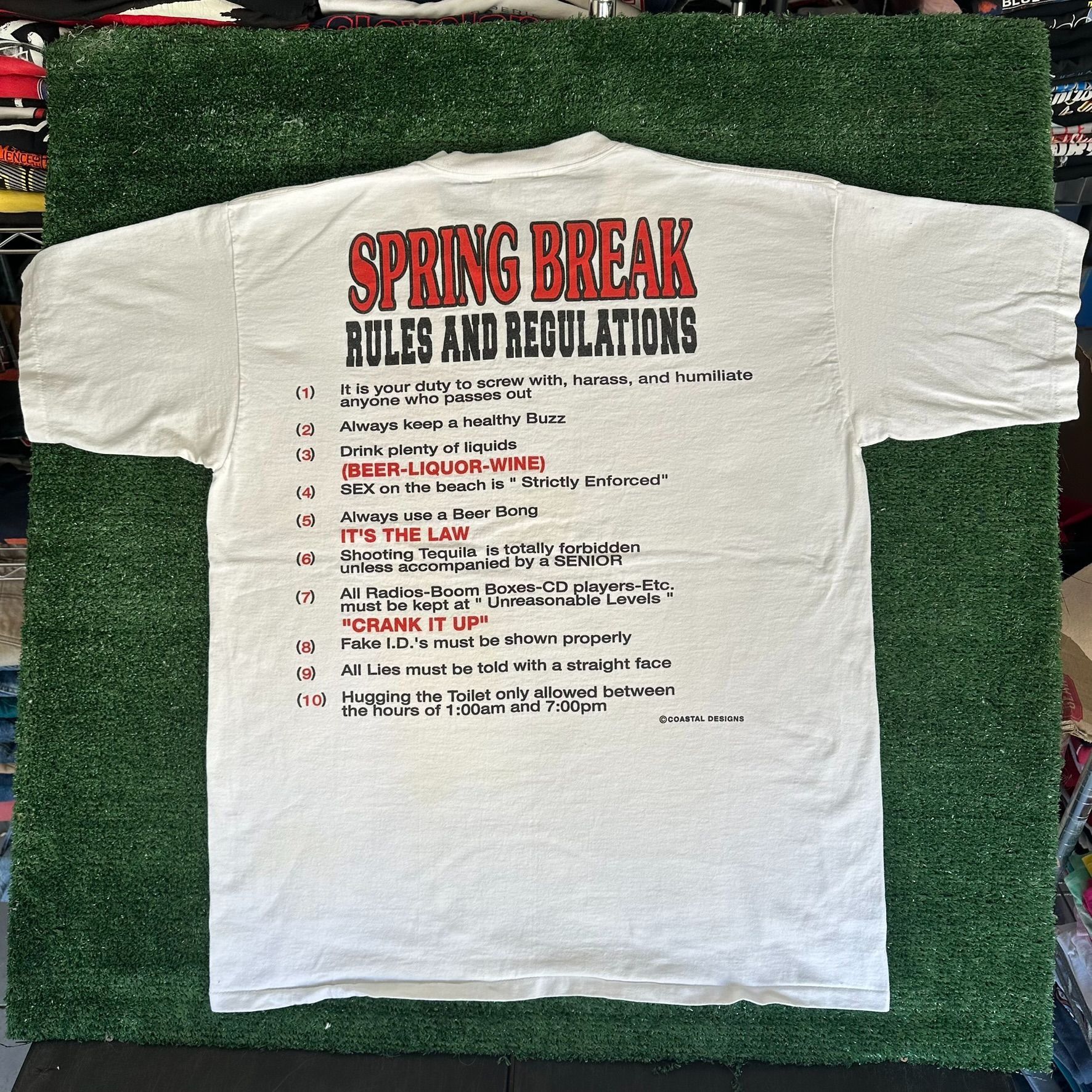 All Sport Vintage 2001 Spring Break Rules T-Shirt Boxy Y2K Single Stit Size US XL / EU 56 / 4 - 1 Thumbnail