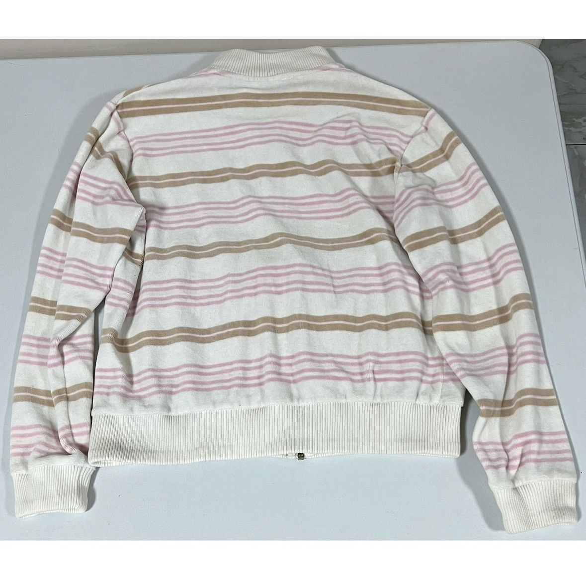 Jones New York Striped Velour Sweater Sweatshirt Track Jacket Size S 🎀✨ Size S / US 4 / IT 40 - 3 Thumbnail