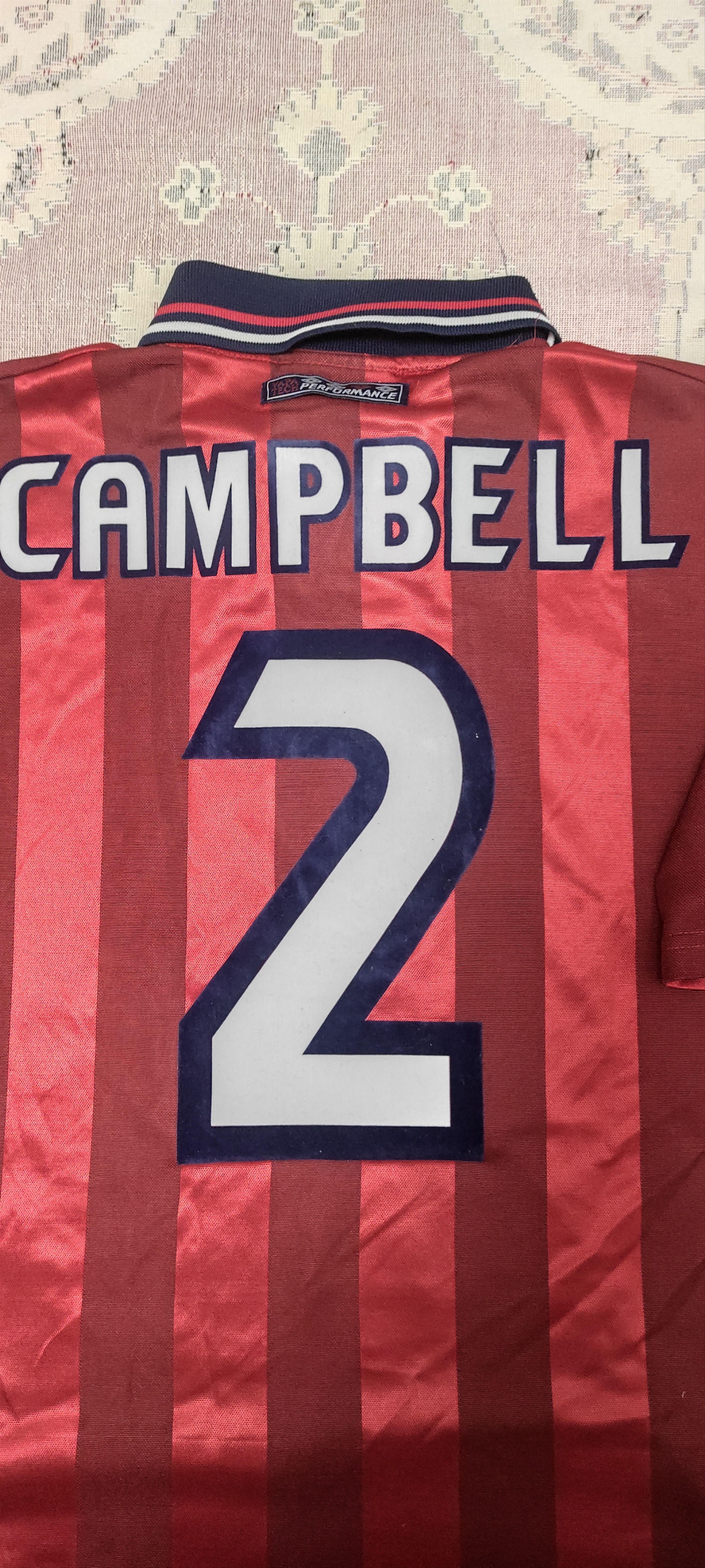 Umbro England #2 Campbell Away football shirt 1997 - 1999 Rare Size US XL / EU 56 / 4 - 5 Thumbnail