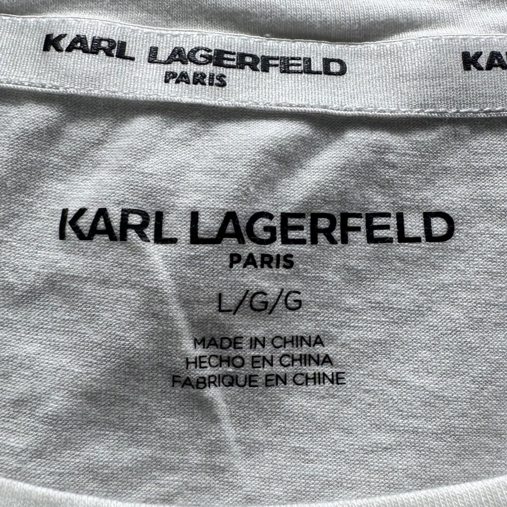 Karl Lagerfeld VINTAGE: No — Karl Lagerfeld Shirt Womens Large White Rhinestone Sunglasses Paris Graphic Tee Size L / US 10 / IT 46 - 6 Thumbnail