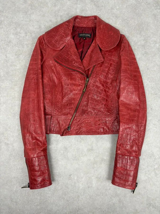 Roberto Cavalli × Vintage 2000s Roberto Cavalli Red Roses Suede