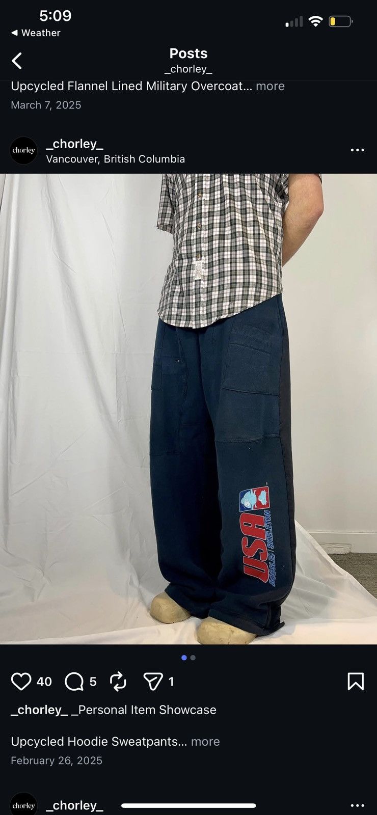 Chorley Upcycled hoodie patchwork baggy sweatpants wide leg Size US 34 / EU 50 - 1 Thumbnail