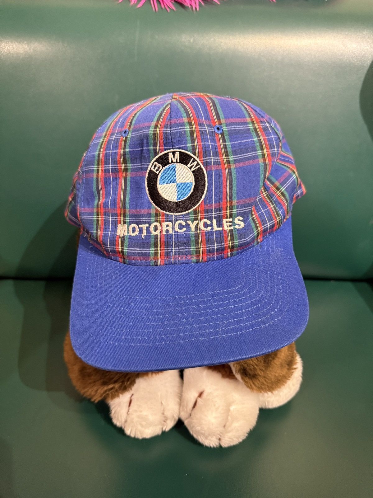 Vintage Vintage 90s BMW plaid hat Size ONE SIZE - 1 Thumbnail