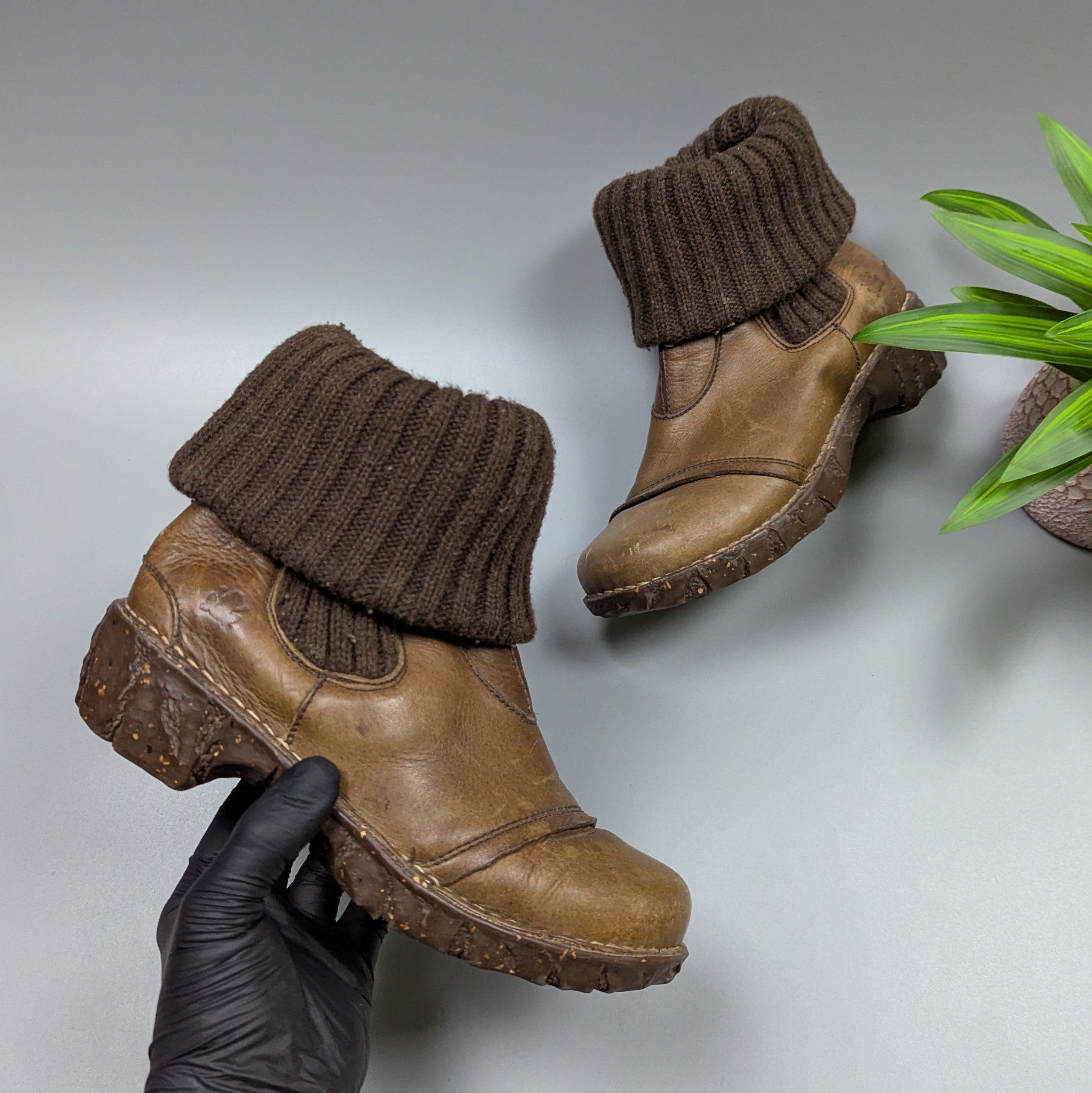 Vintage El Naturalista Yggdrasil Brown Leather Fold Over Ankle Boots Size US 6 / IT 36 - 6 Thumbnail