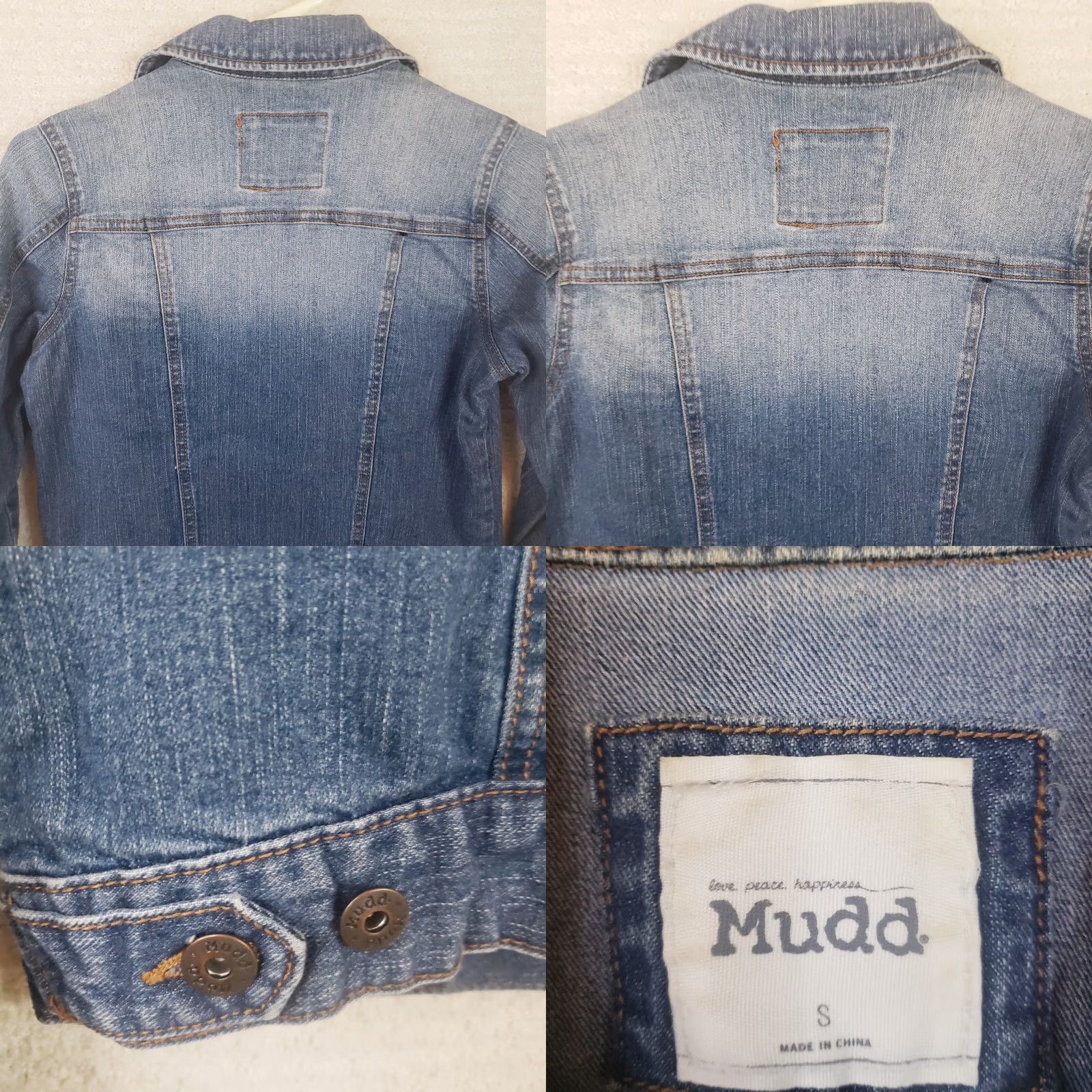 Denime Mudd Womens Denim Jacket Juniors Light Blue Wash Button Down Distressed SMALL Jacket Women S Cotton Denim Solid Pockets Collared Buttons Vintage No Size S / US 4 / IT 40 - 8 Thumbnail