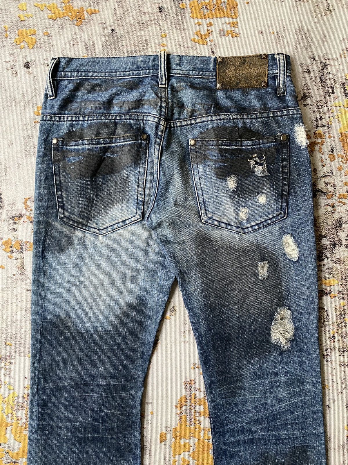 Tornado Mart Midas Waxed Claw Mark Distressed Flare Design Denim Size US 30 / EU 46 - 13 Thumbnail