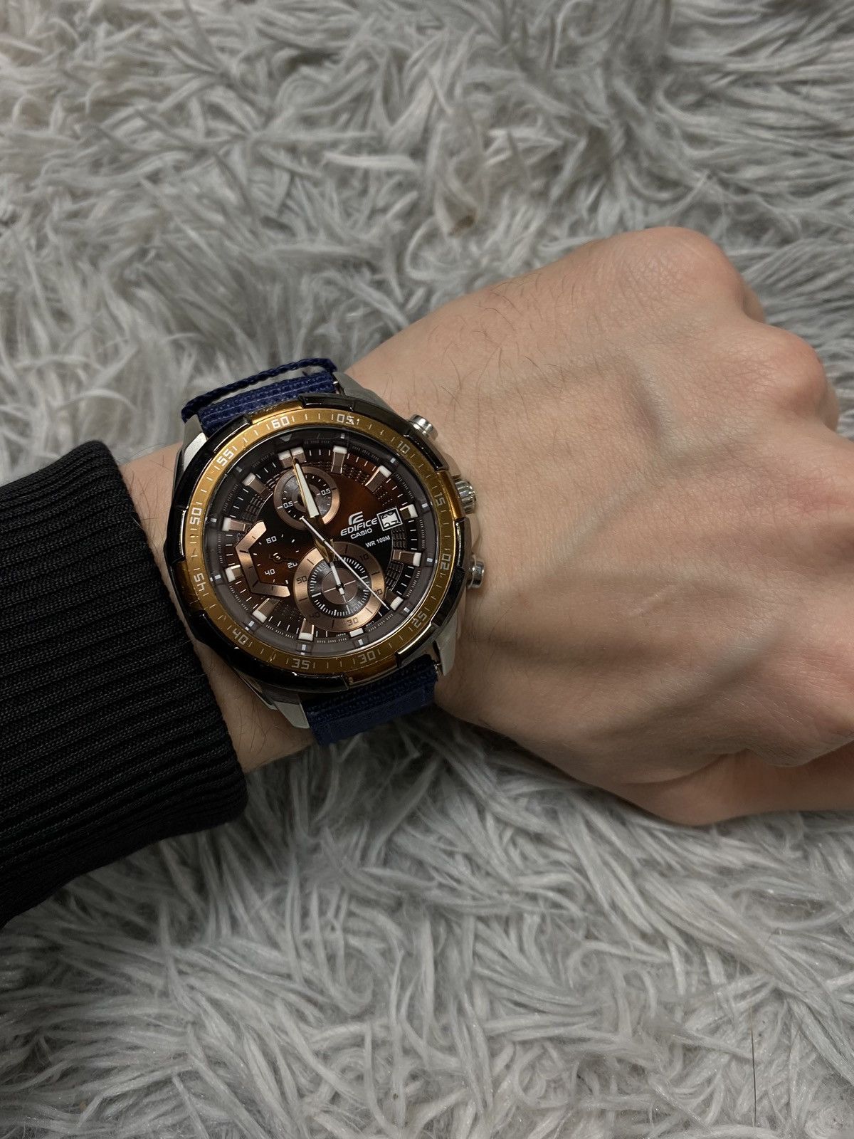 Casio × Edifice Japan × Japanese Brand Casio Edifice Copper Dial, Blue Strap – Japanese Brand Size ONE SIZE - 1 Thumbnail