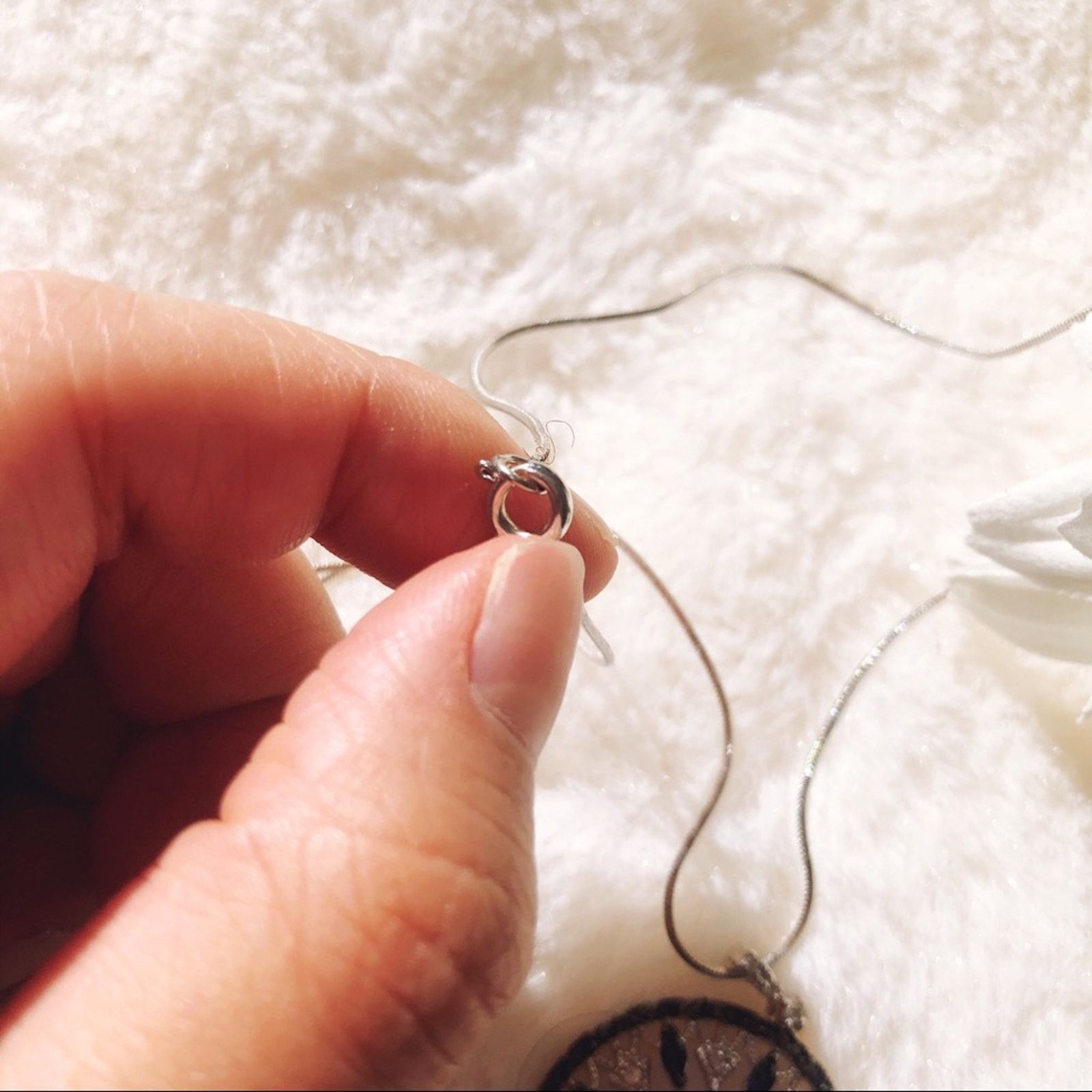 Other Blue and Silver Circle Flower Outline Necklace Size ONE SIZE - 9 Thumbnail