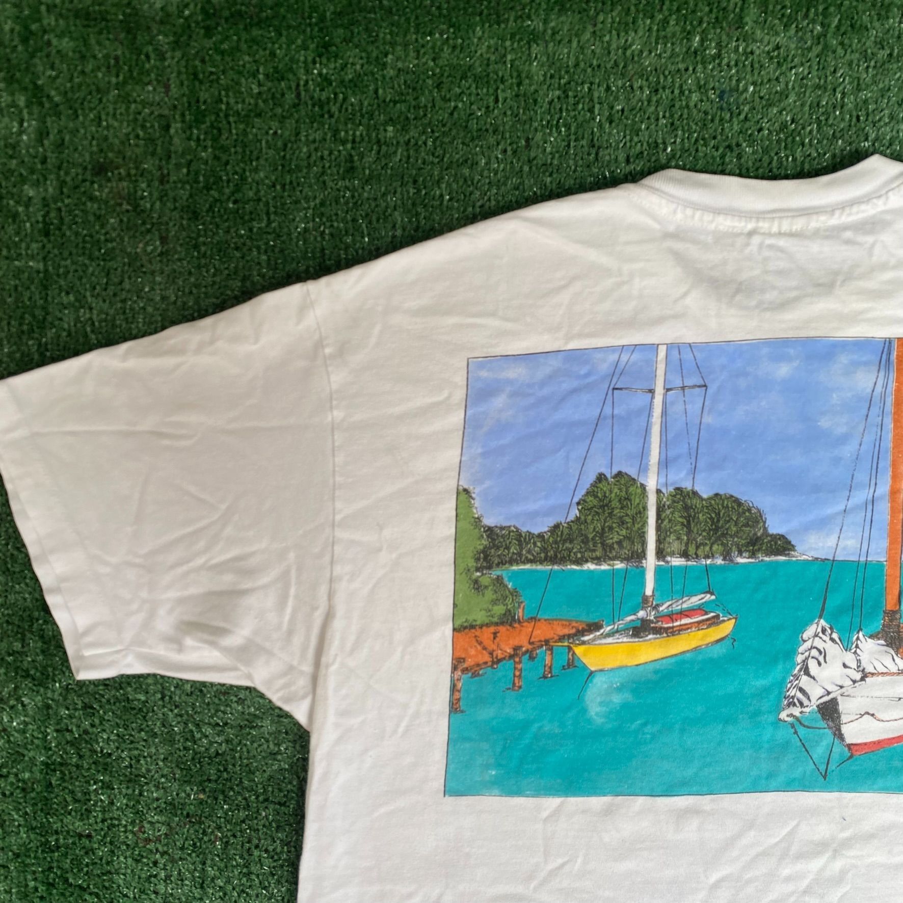 Hanes Vintage 90s Key West Sailing T-Shirt Nautical Preppy Florida Size US XL / EU 56 / 4 - 3 Thumbnail