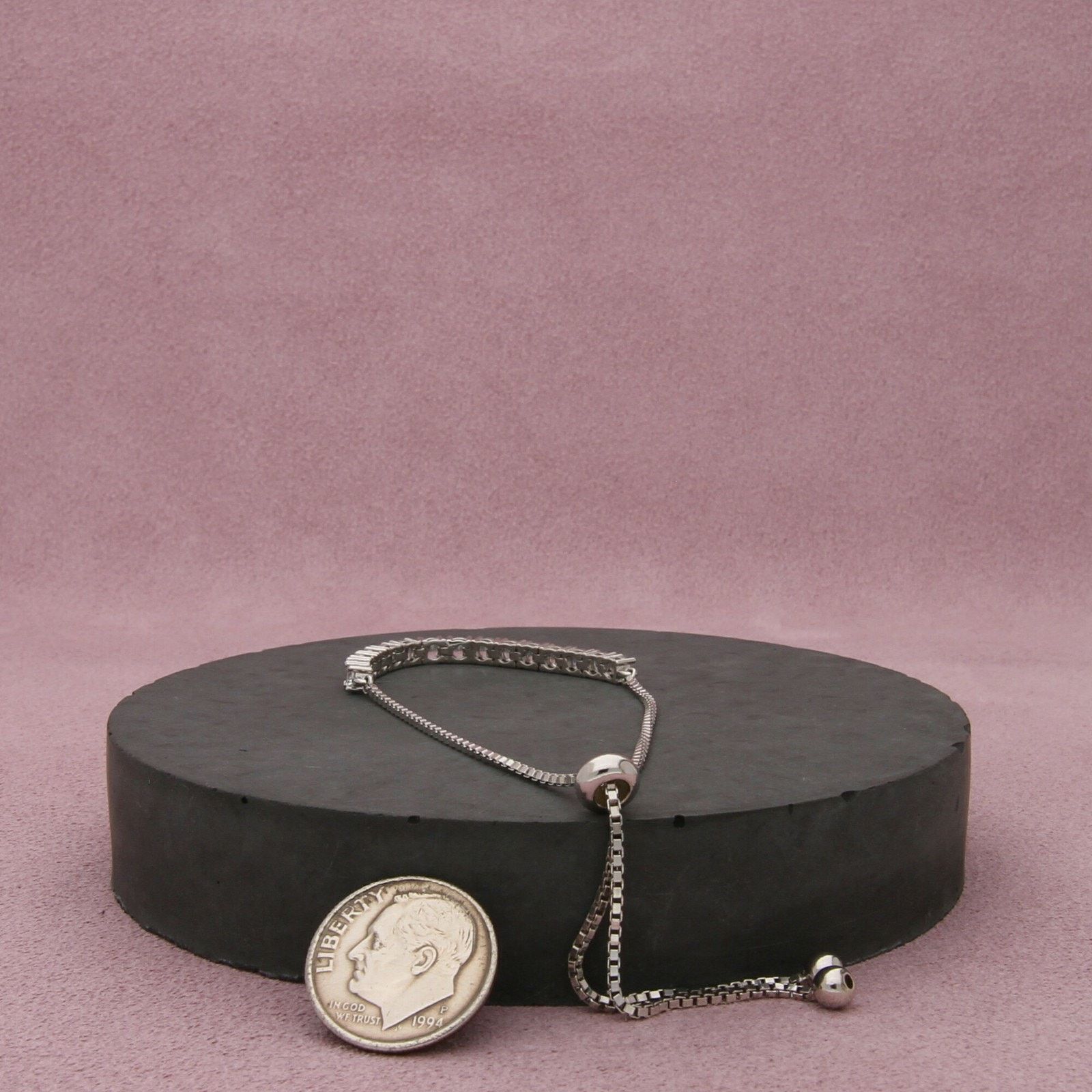 Sterling Silver sterling silver cz adjustable bolo bracelet size 6.25in Size ONE SIZE - 2 Thumbnail