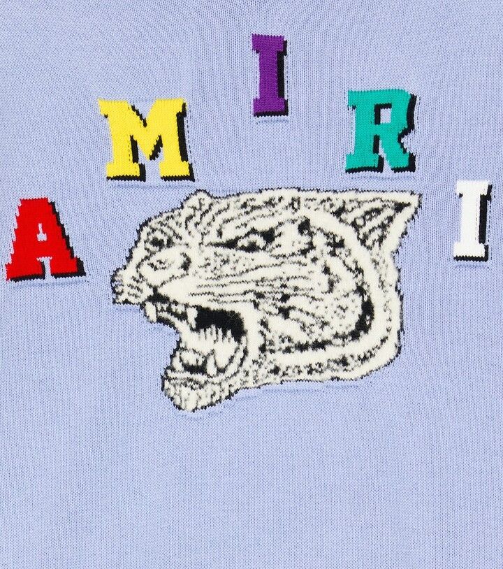 Amiri o1w1db11224 KIDS Tiger Varsity Sweater in Light Blue Size US XXS / EU 40 - 2 Thumbnail