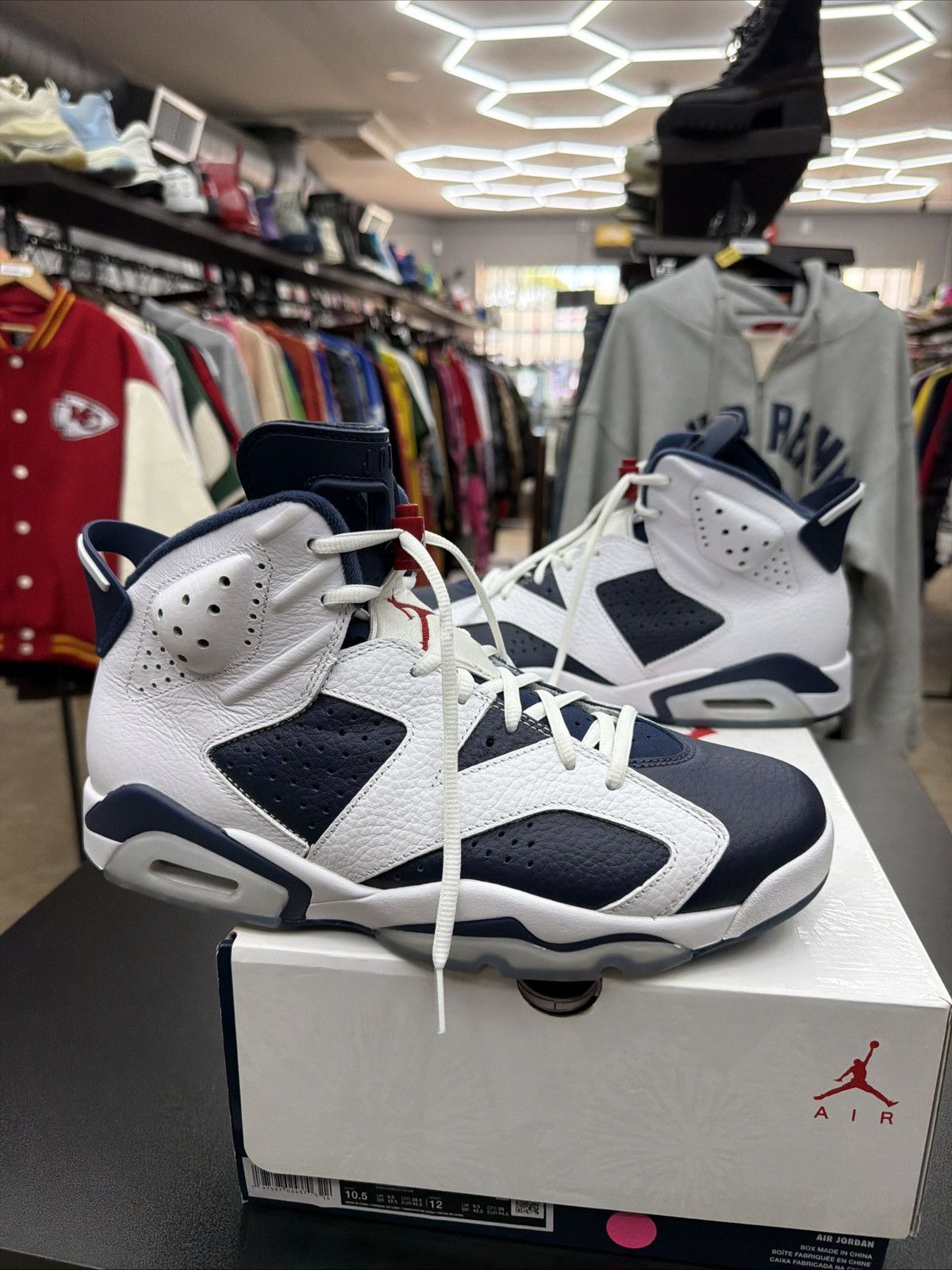 Jordan Brand Jordan Air Jordan 6 Retro Olympic 2024 White Navy High Top Size US 10.5 / EU 43-44 - 1 Thumbnail