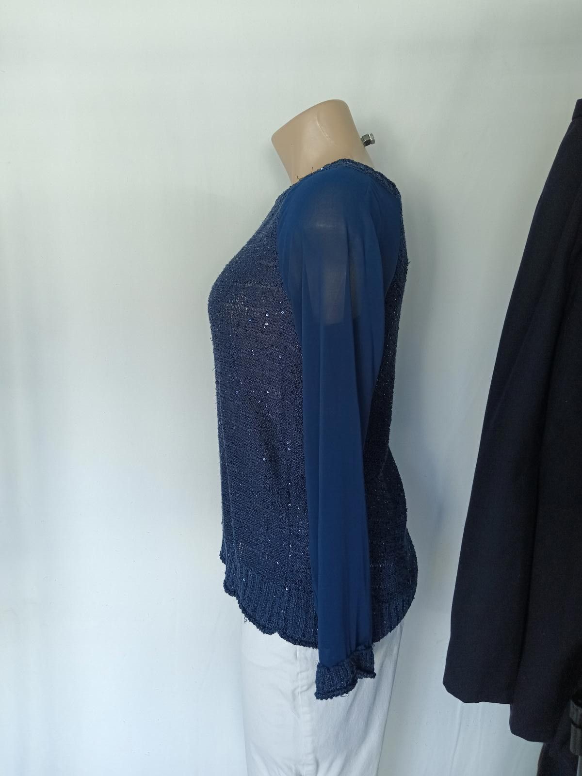 Designer Stunning Women's Inc Navy Sequined Top Size M / US 6-8 / IT 42-44 - 3 Thumbnail