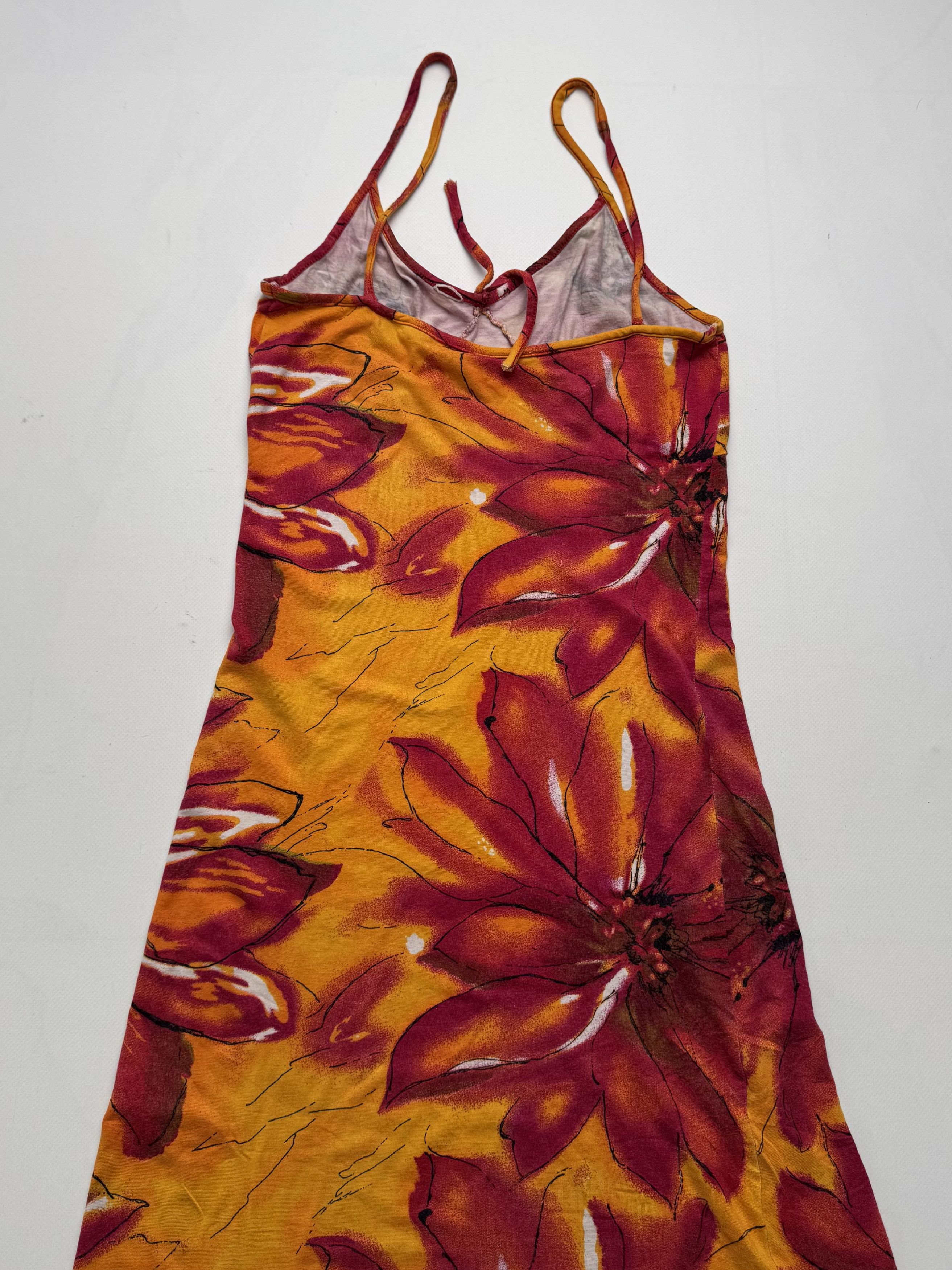 Vintage Vintage Floral Dress Orange Red Strappy Slip Mini SundressE Size XS / US 0-2 / IT 36-38 - 5 Thumbnail