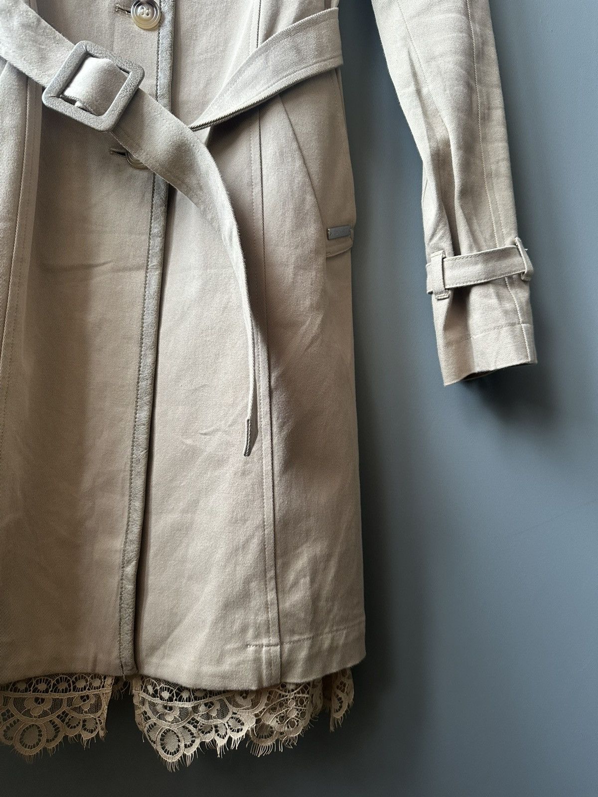 TWINSET Women's Twin Set Simona Barbieri Beige Lace Trench Size S Size S / US 4 / IT 40 - 5 Thumbnail