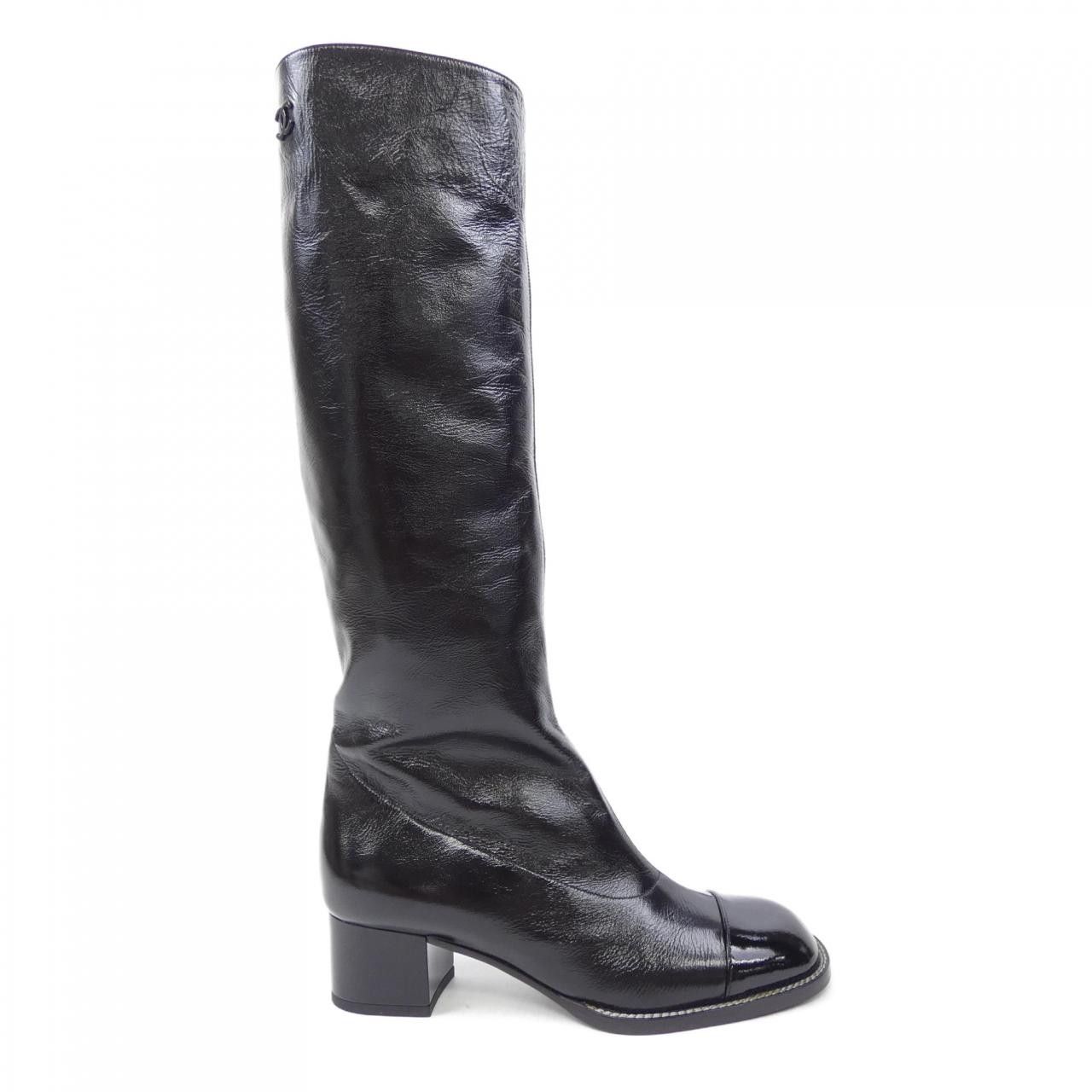 Chanel Chanel Chanel G45873B17828 Shiny Calfskin Patent Calfskin Long Boots Leather Shoes G45873B17828 DUTY FREE for USA Size ONE SIZE - 1 Thumbnail
