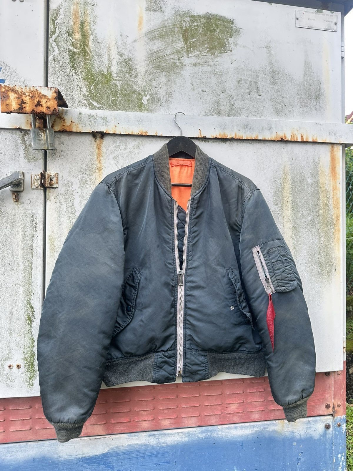Vintage 🪖THRASHED Faded MA-1 Man Intermediate Bomber Jacket Size US M / EU 48-50 / 2 - 3 Thumbnail