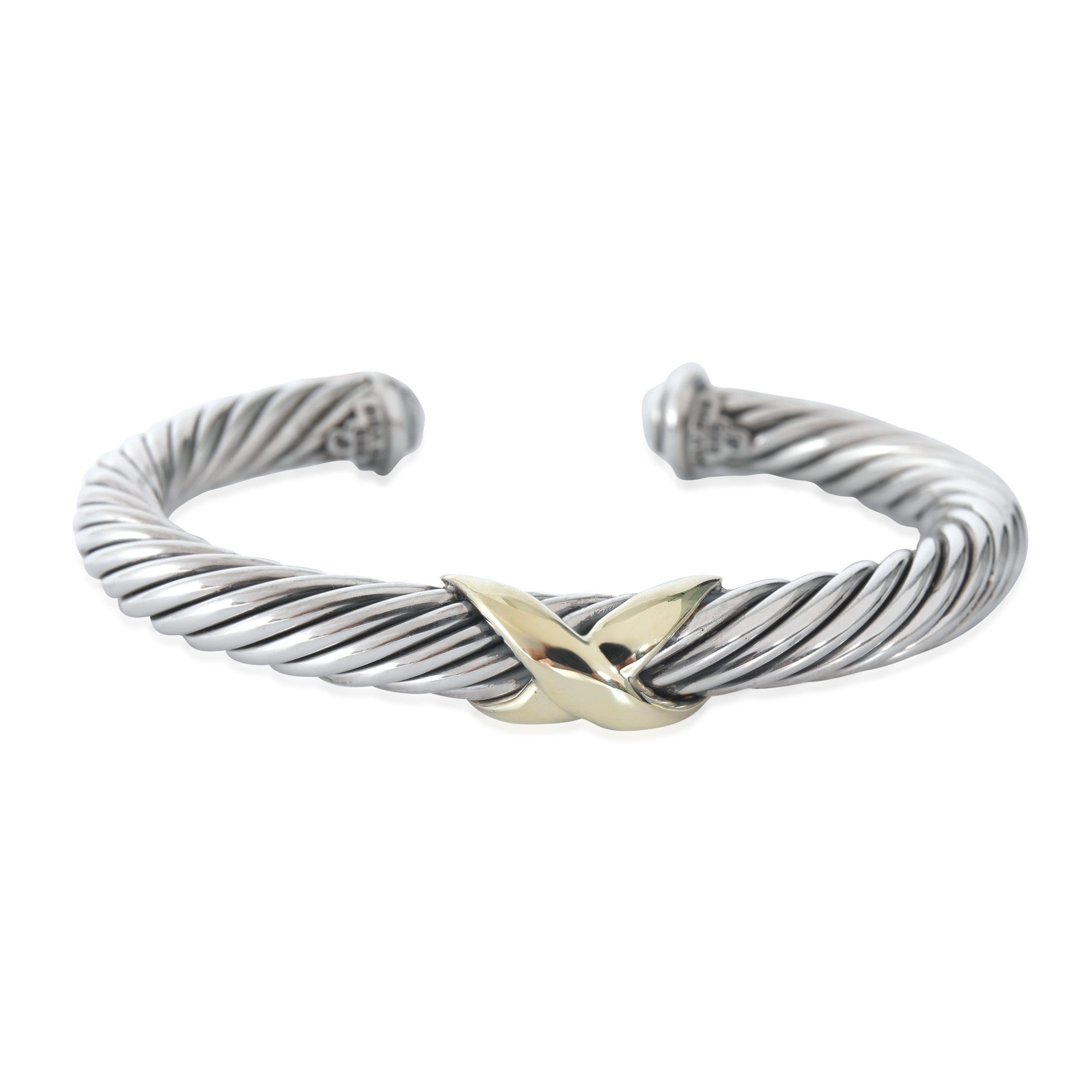 image of David Yurman Cable Collection Bracelet In 925 Yellow Gold/sterling Silver, 7Mm, Women's
