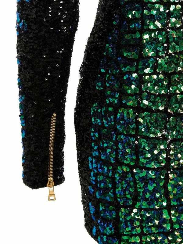 Balmain o1y0525 Mini Dress in Green Size XS / US 0-2 / IT 36-38 - 4 Thumbnail