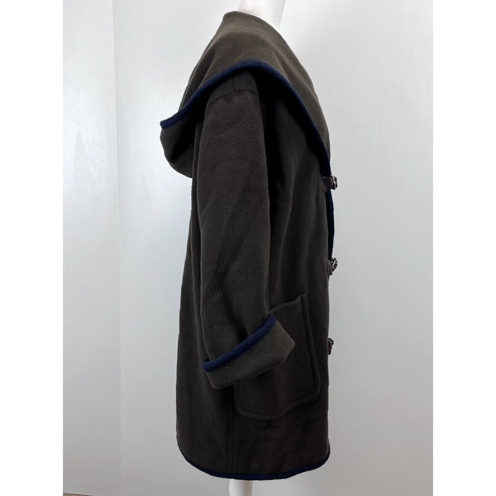 Vintage VINTAGE Unbranded Union Made Wool Coat Jacket 1X Plus Oversized Olive/Brown Buckle Hood Lined USA Women's Coat Size XL / US 12-14 / IT 48-50 - 4 Thumbnail