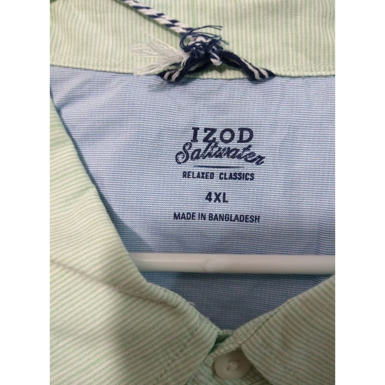 Izod VINTAGE Izod Saltwater Shirt Mens Green Striped Short Sleeve Button Up Relaxed Cool FX Size US XXL / EU 58 / 5 - 6 Thumbnail