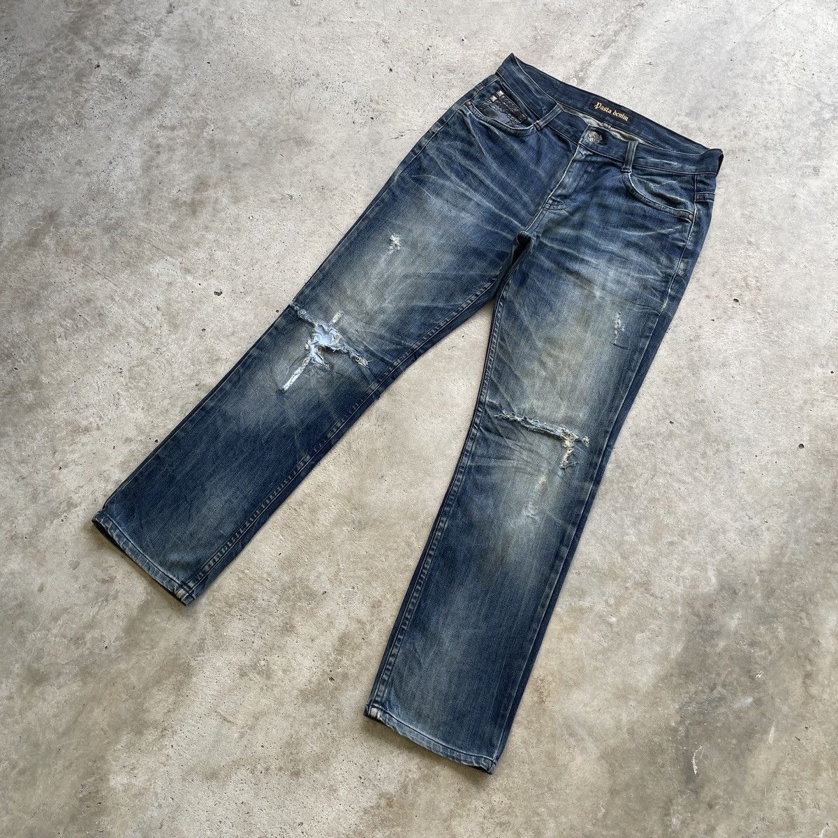 Japanese Brand Vintage Japan Jeans Distressed Faded Denim Pants RARE W34 Size US 34 / EU 50 - 3 Thumbnail