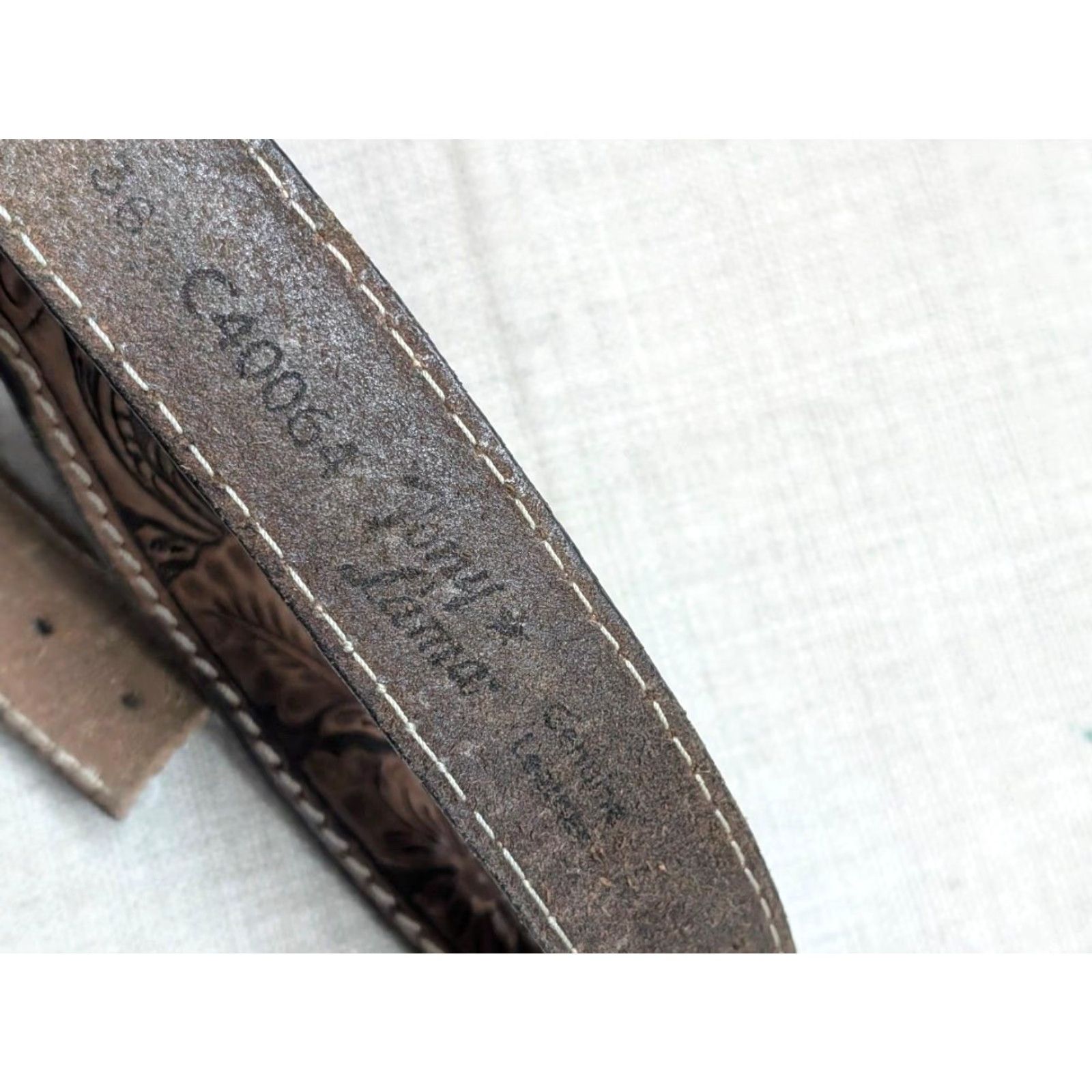 Tony Lama VINTAGE Tony Lama belt TOOLED cowhide leather Western Belt 36 Brown Eagle belt Mens XS? wait Size 36 - 5 Thumbnail