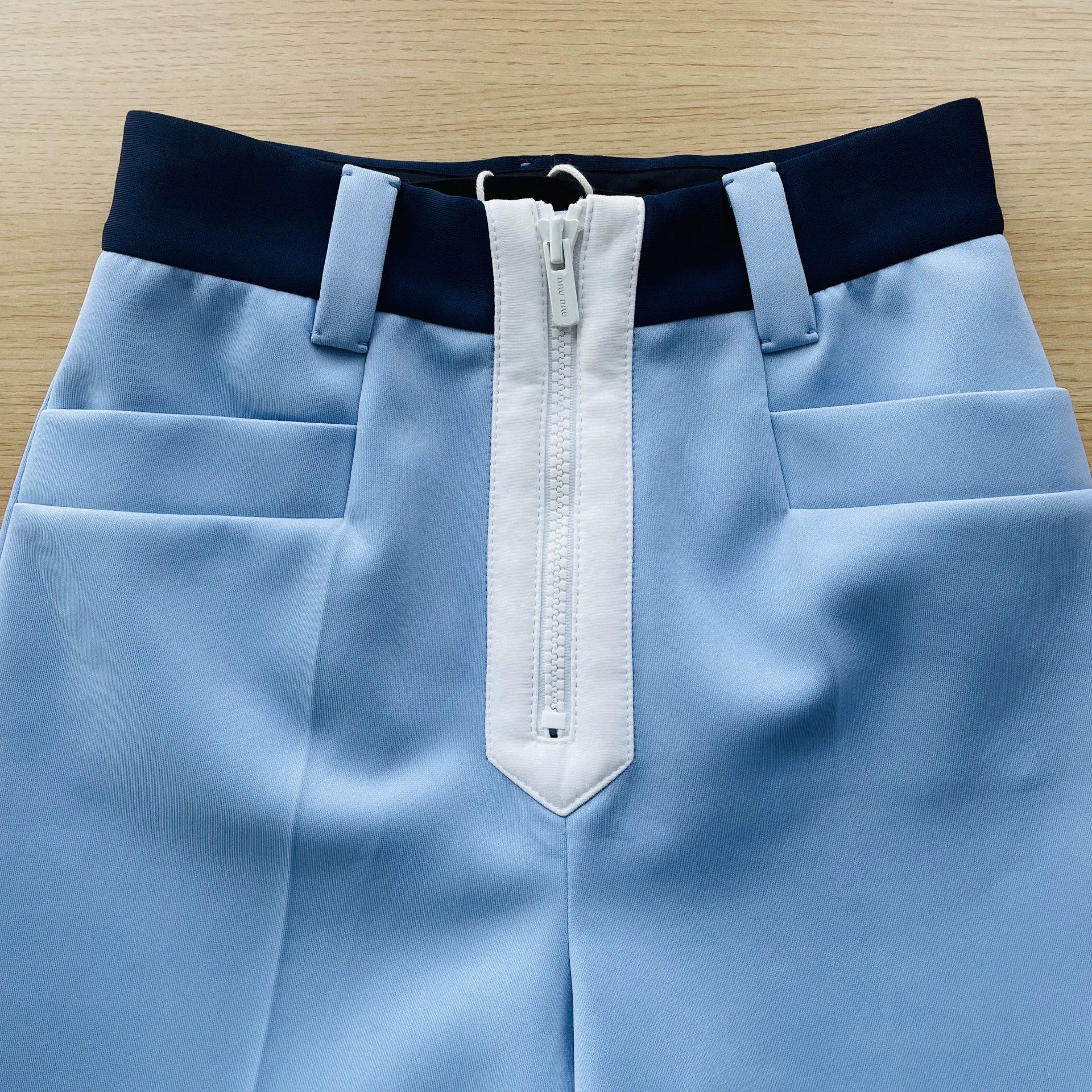 Miu Miu MIU MIU Women's 99 New FurTrimmed Blue Wideleg Pants 40s Size 27" / US 4 / IT 40 - 3 Thumbnail