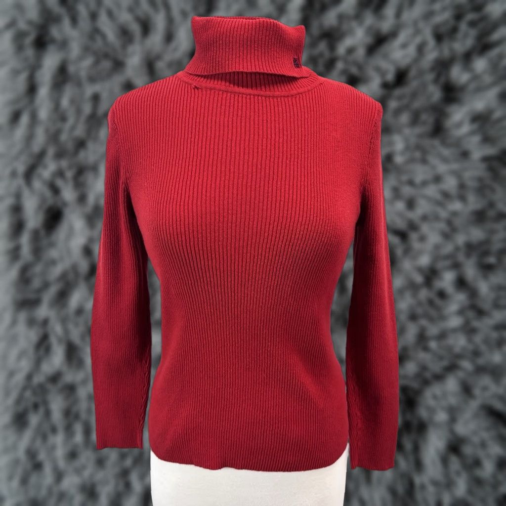 Ralph Lauren VINTAGE Lauren Ralph Lauren Ribbed Turtleneck Sweater Large Red 90s Preppy Womens Size L / US 10 / IT 46 - 1 Thumbnail