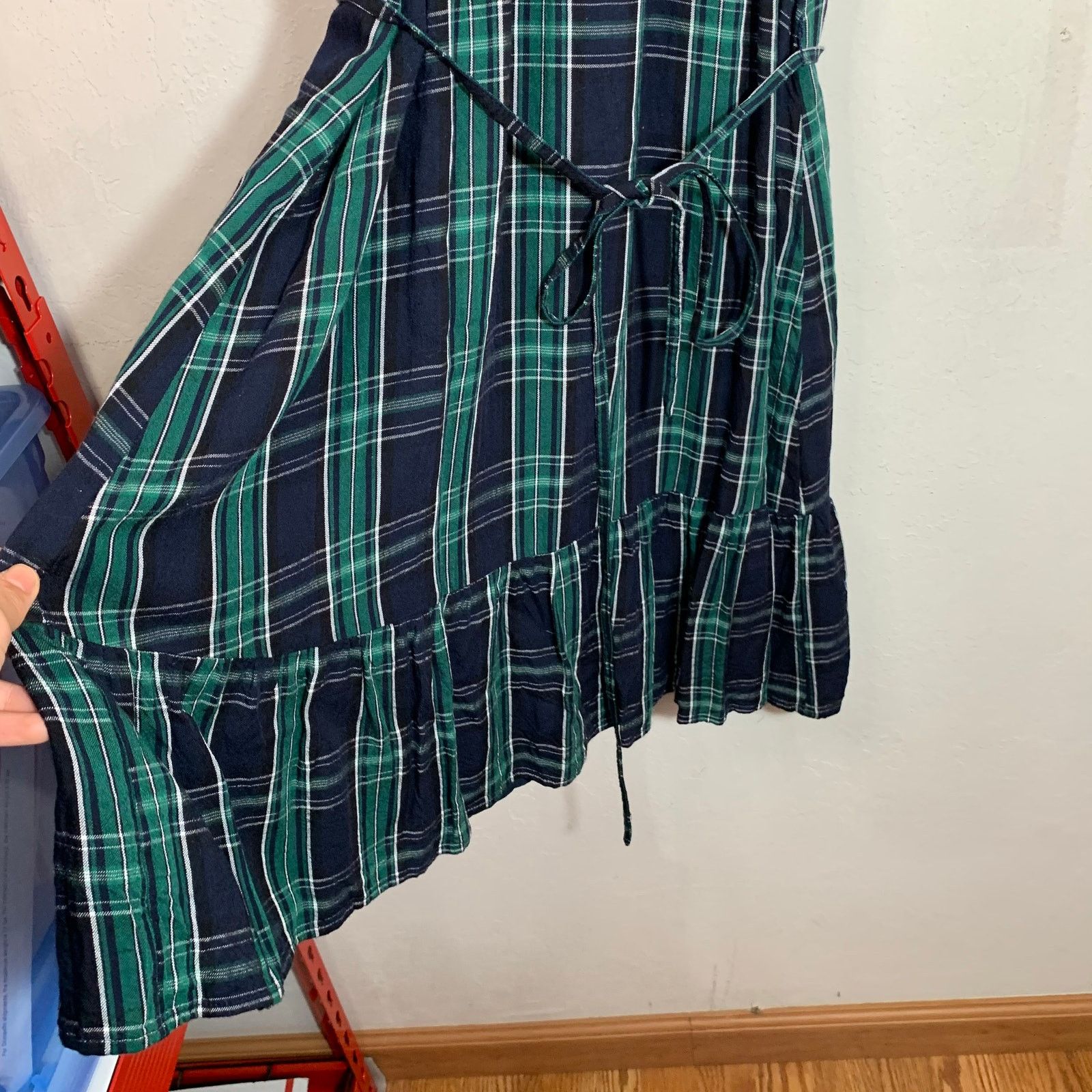 Loft LOFT Dress Blue Green Plaid Short Sleeve Size 2 Size XS / US 0-2 / IT 36-38 - 4 Thumbnail