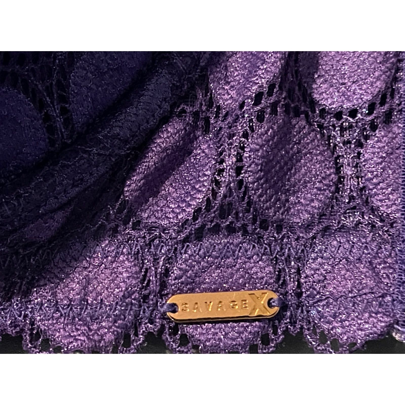 Vintage Savage X Fenty Bra 40D Women Balconette Iridescent Purple Moon Theme Lace Underwired Modern Fashion Size ONE SIZE - 3 Thumbnail