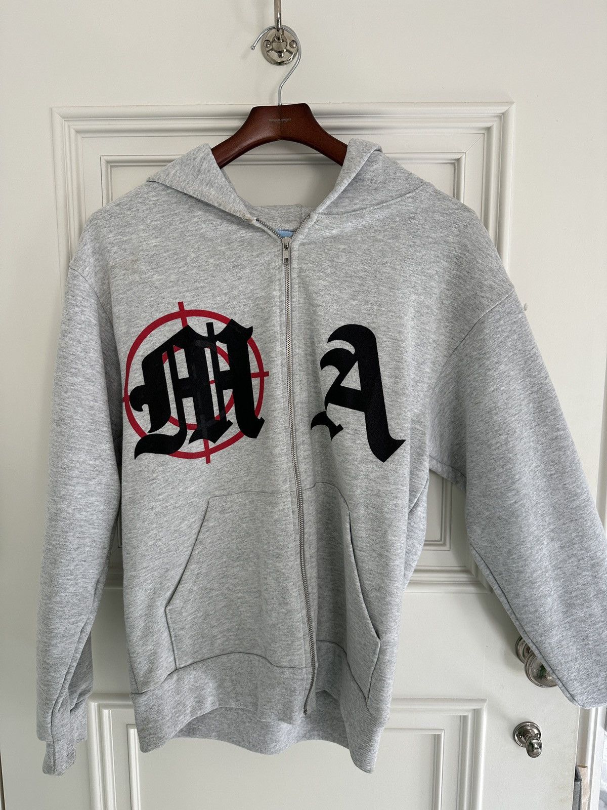 image of Absent x Menace Target Practice Zip-Up Hoodie in Grey, Men's (Size Small)