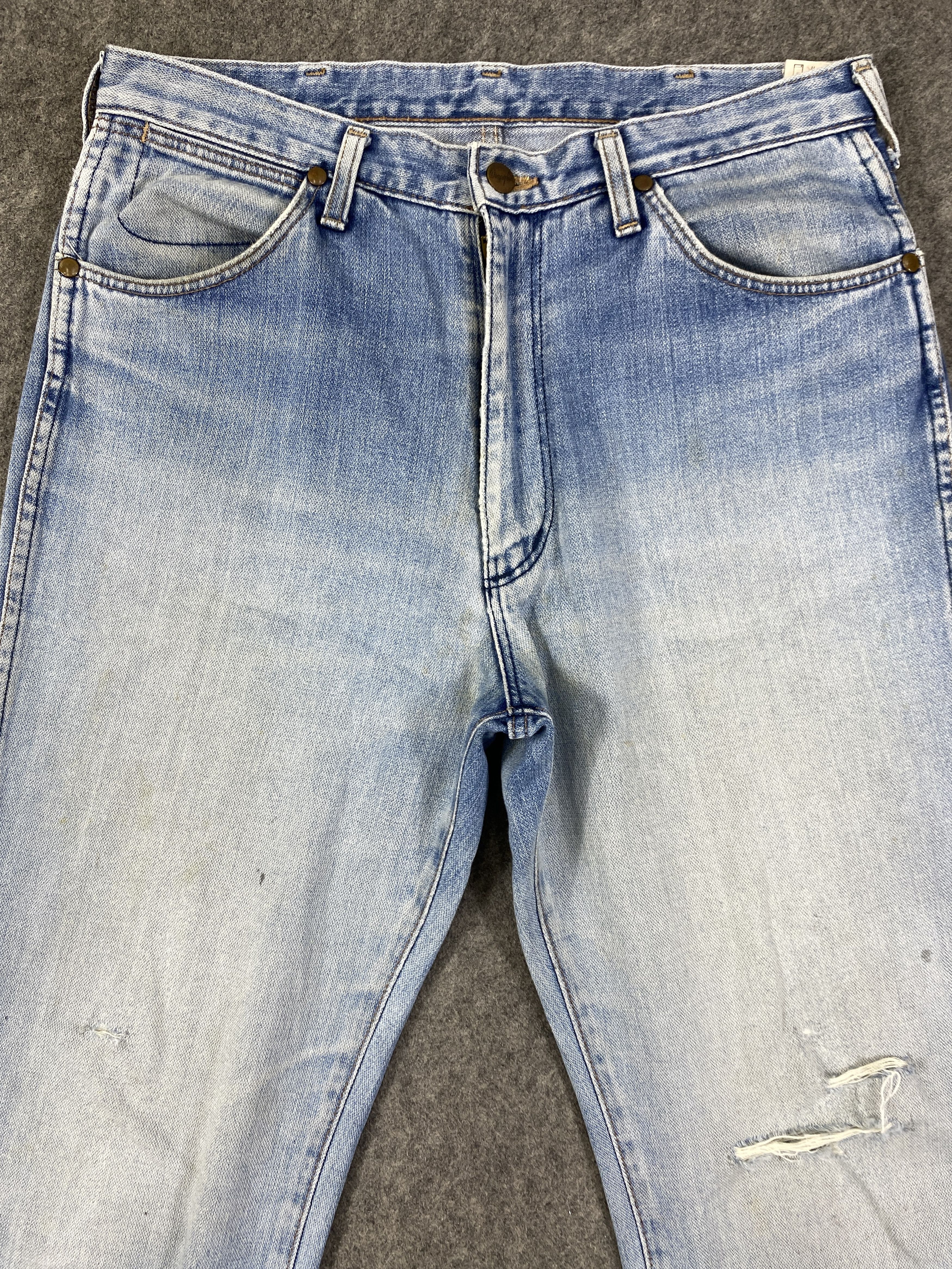 Japanese Brand Light Blue Wash Vintage Wrangler Jeans 33x33.5 - JN3330 Size US 33 - 3 Thumbnail
