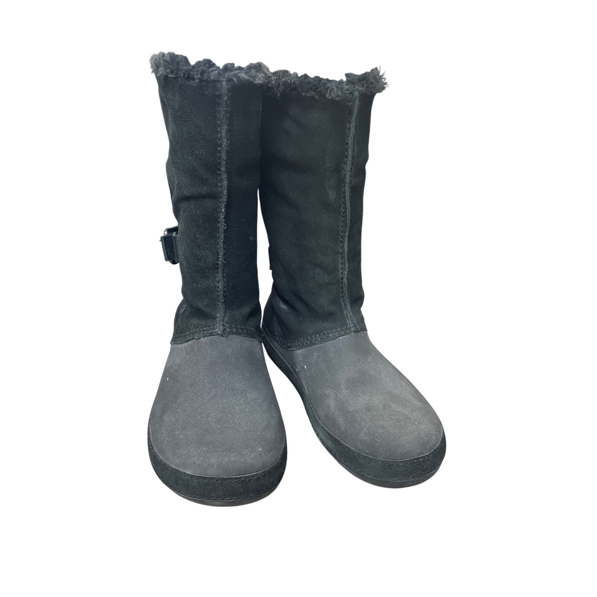 Crocs Crocs Faux Leather Fur Lined Womans Black Mid Calf Winter b Size US 8 / IT 38 - 11 Thumbnail