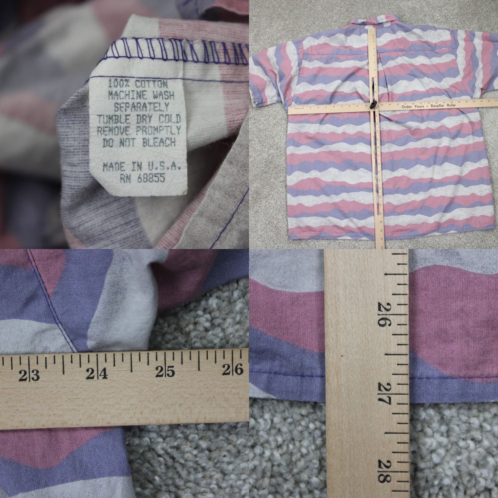 The Territory Ahead The Territory Ahead Purple/Blue Shirt Mens Small Cotton Button-Up Short Sleeve Geometric Pattern, 100% Cotton, Regular Fit, Chest 25 in Size US S / EU 44-46 / 1 - 8 Thumbnail