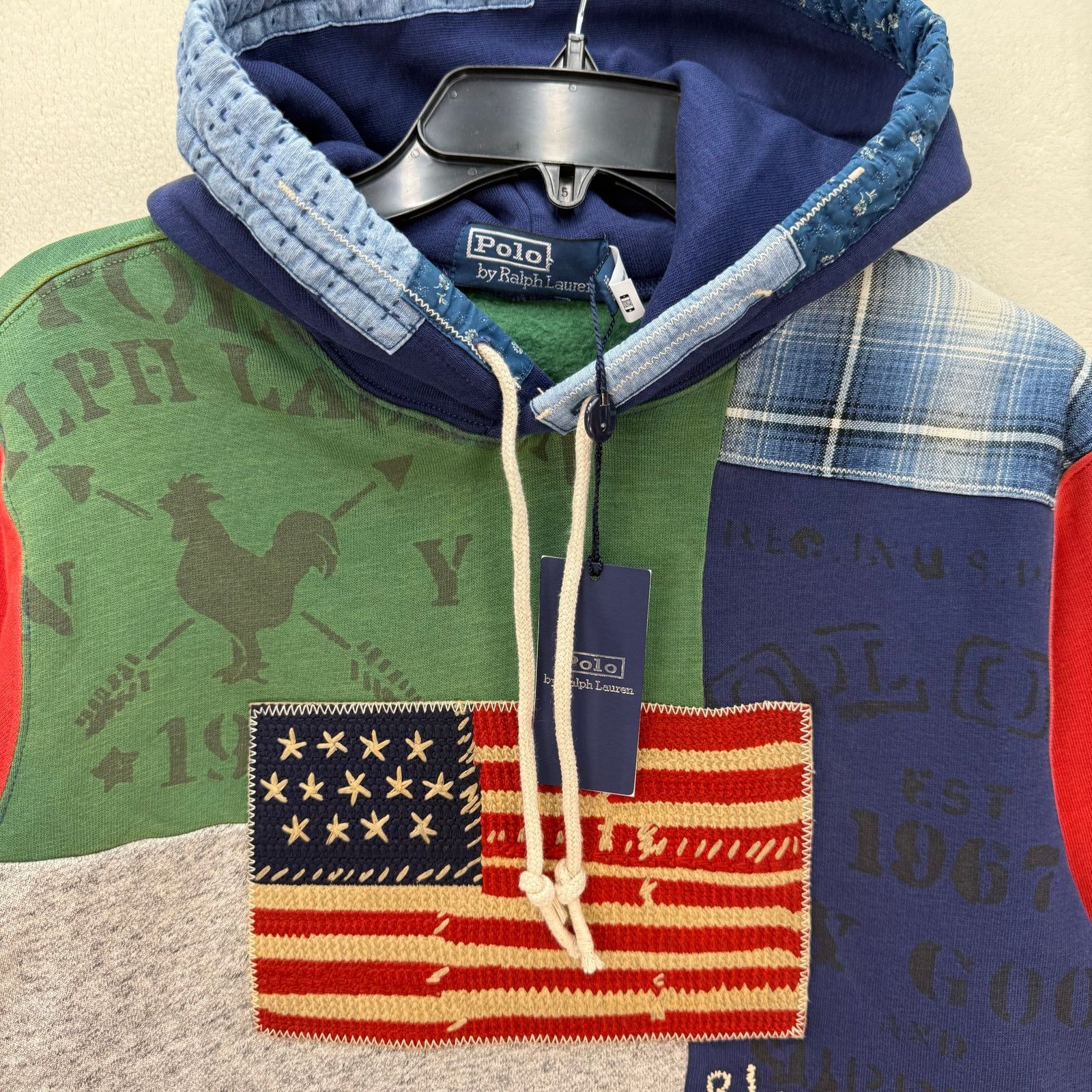Polo Ralph Lauren POLO RALPH LAUREN PATCHWORK AMERICAN FLAG HOODIE SIZE SMALL Size US S / EU 44-46 / 1 - 2 Thumbnail