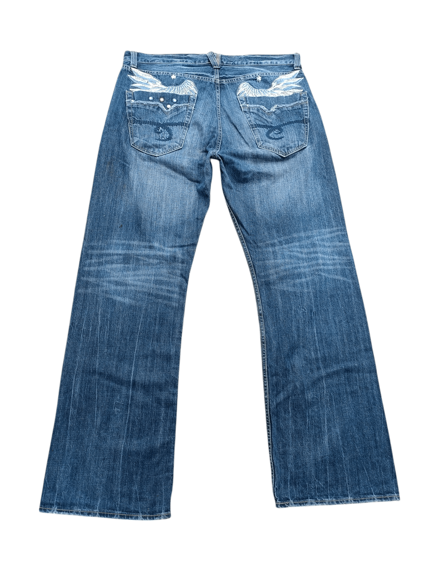 Japanese Brand × Le Grande Bleu (L.G.B.) × Tornado Mart RARE Flared Nylaus Whiskers Distressed Jeans Size US 36 / EU 52 - 7 Thumbnail