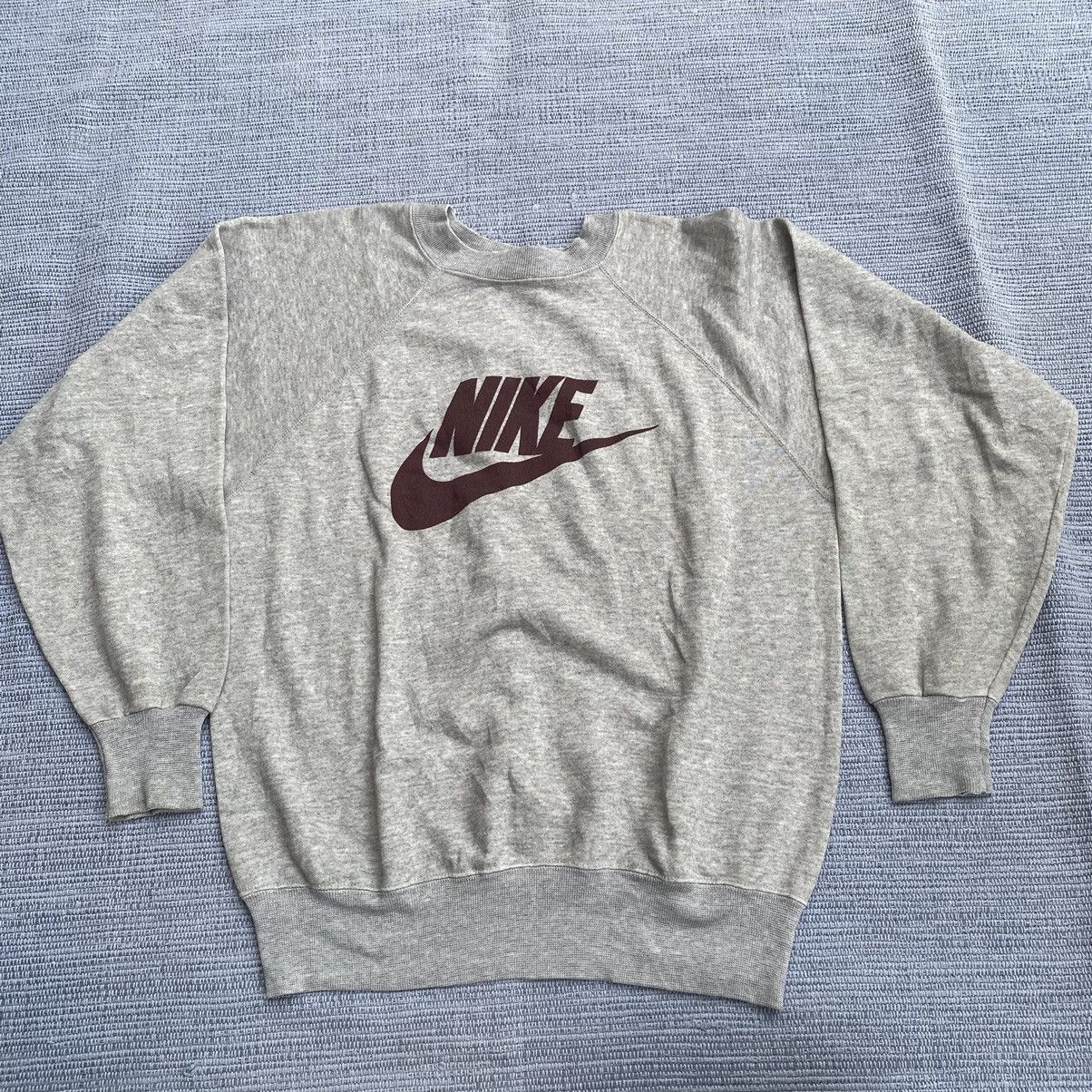 image of Vintage 80's Nike Sweatshirt in Grey, Men's (Size Large)