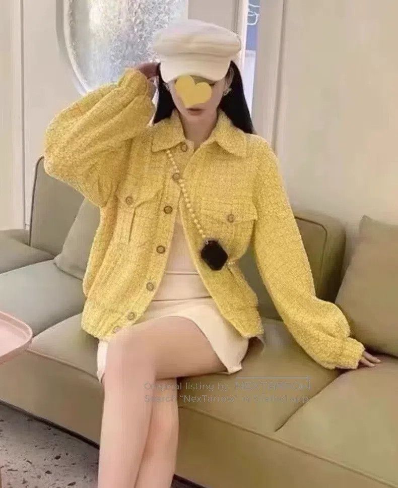 Chanel Chanel 21P chick yellow tweed coat Size XXS / US 00 / IT 34 - 7 Thumbnail