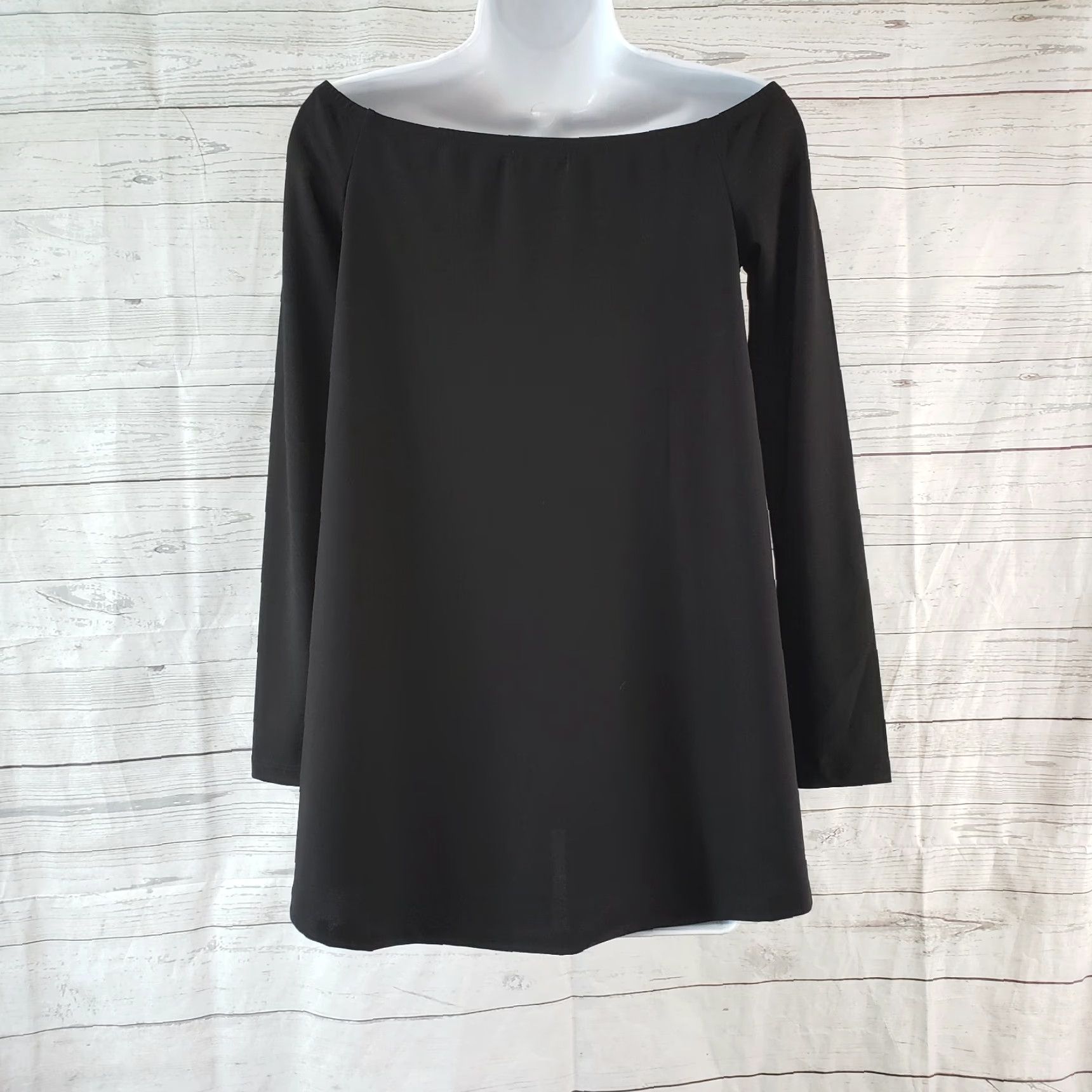 Vintage Leith Off The Shoulder Top Womens XS Solid Black Long Sleeve Blouse Top Size XS / US 0-2 / IT 36-38 - 4 Thumbnail