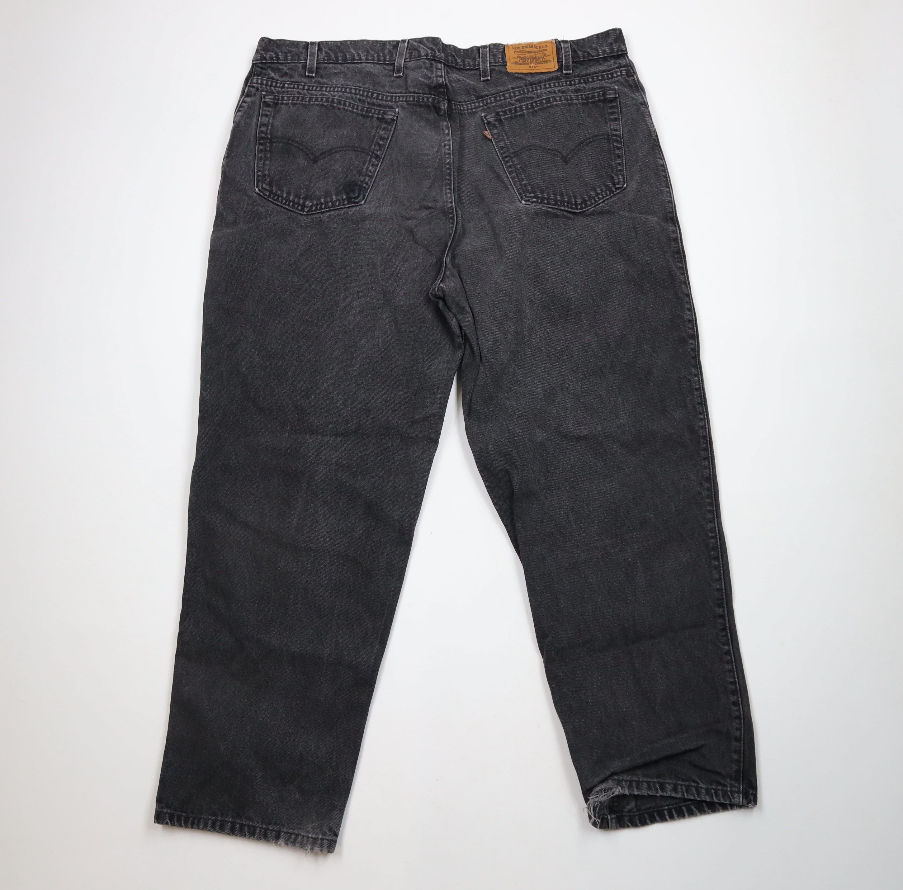 Levi's × Vintage Vintage 90s Levis 545 Loose Fit Wide Leg Denim Jeans Black Size US 44 / EU 60 - 10 Thumbnail