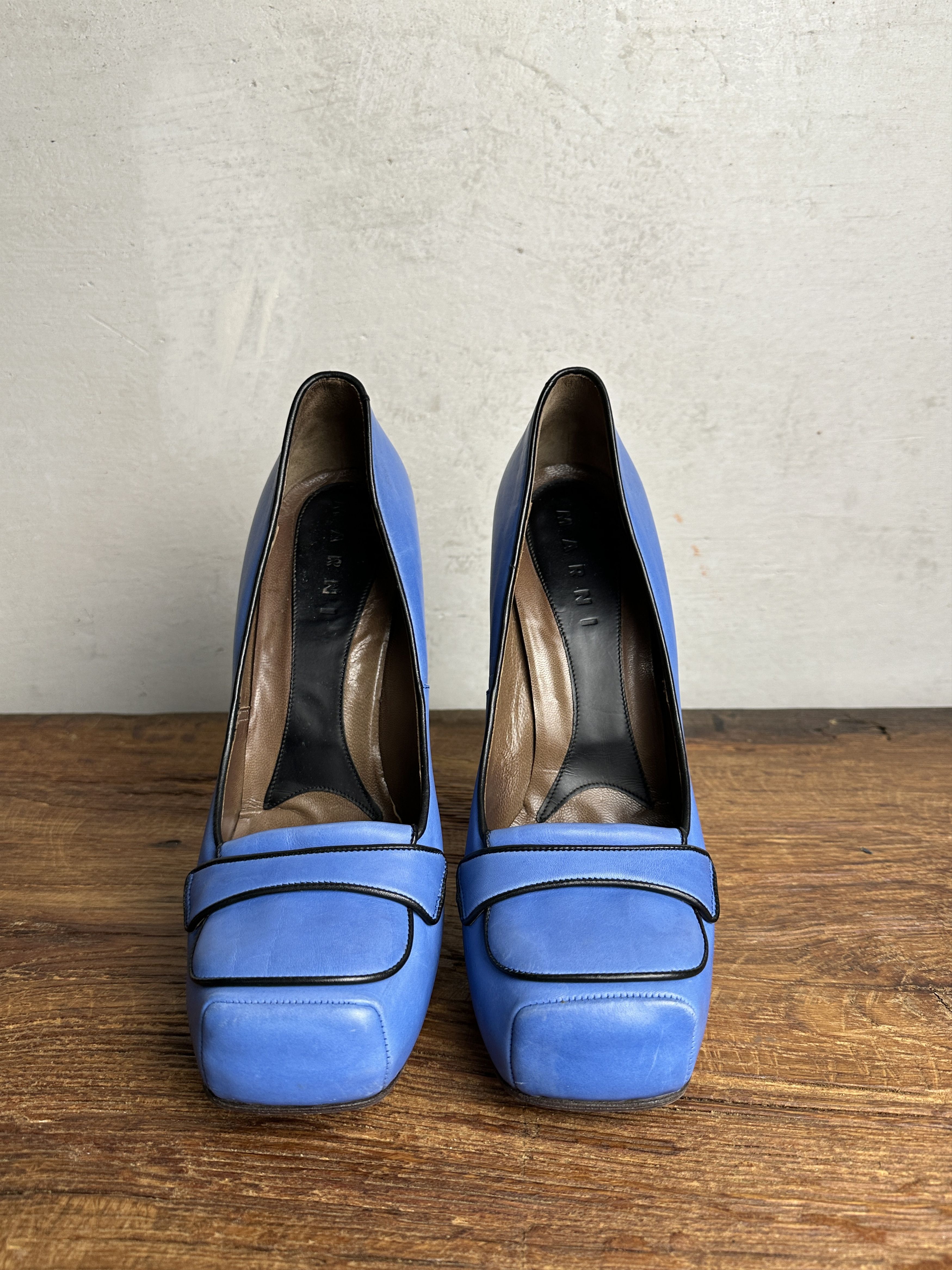 Marni Marni Blue Leather Platform Loafer Pumps Size US 10 / IT 40 - 14 Thumbnail