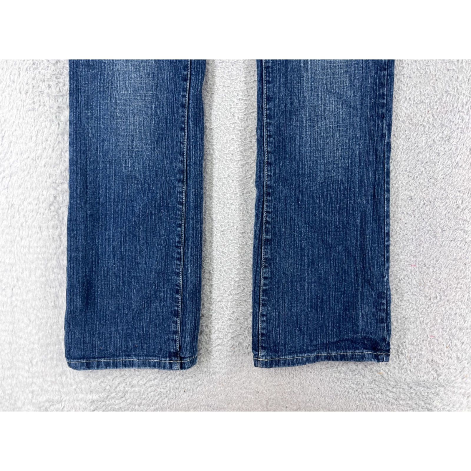 Vintage Cato Jeans Womens 12 Blue Denim Cotton Mid Rise Flared Embroidered 5-Pocket Distressed Stretch Low Rise Size 34" / US 12 / IT 48 - 5 Thumbnail