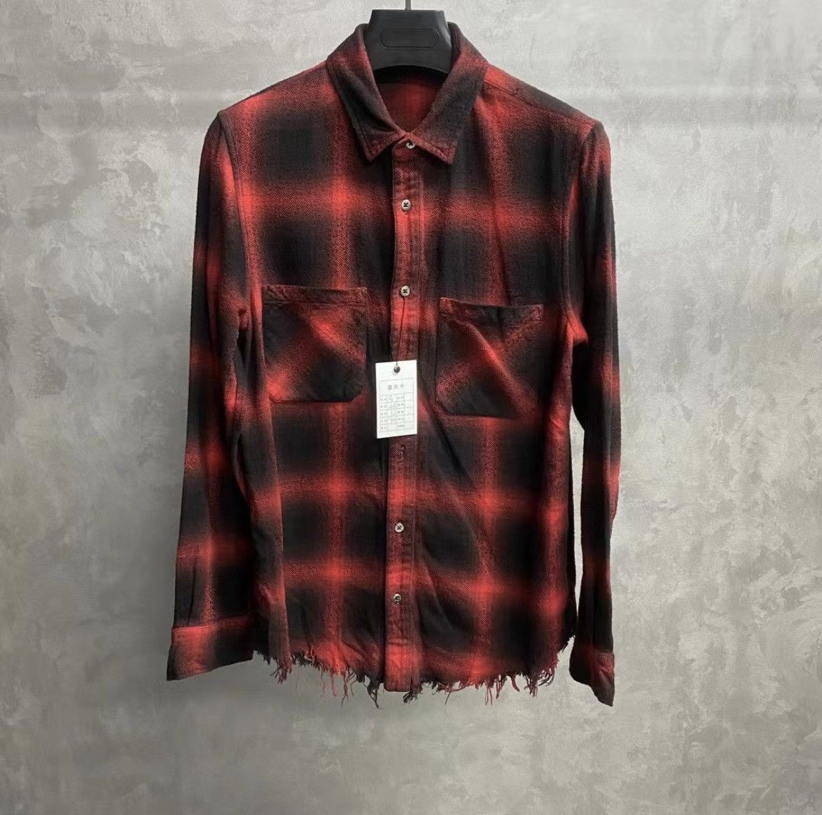 Amiri Amiri Black and Red Plaid Hem Destruction Shirt-2506 Size US M / EU 48-50 / 2 - 6 Thumbnail