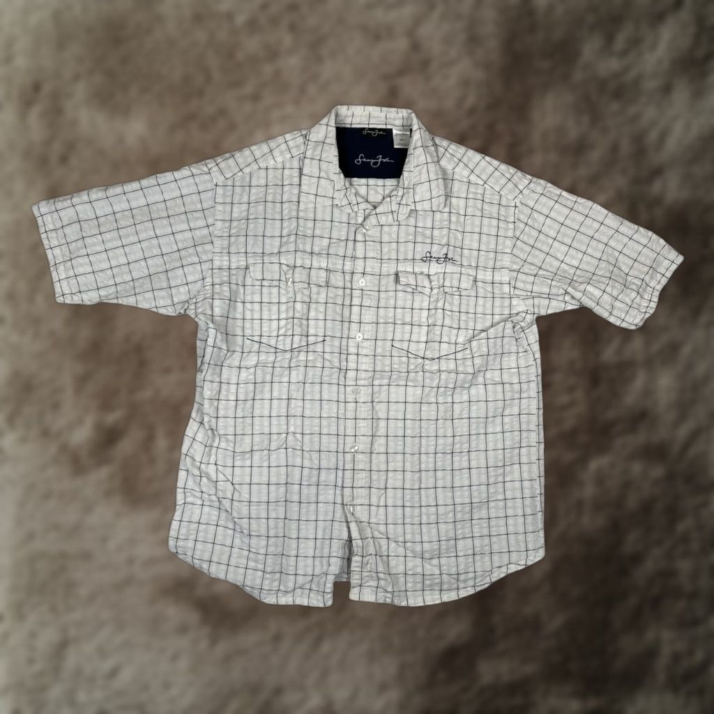 Sean John VINTAGE Sean John Short Sleeve Button Up Shirt 2XL White Plaid Y2K Hip Hop Mens Shirt Size US XXL / EU 58 / 5 - 1 Thumbnail