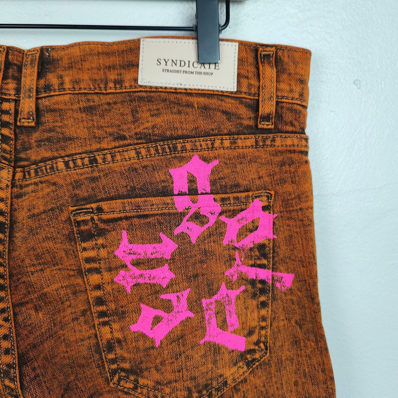 Other Golden Syndicate Cargo Jeans Mens 34 NWOT Orange Acid Wash Size US 34 / EU 50 - 6 Thumbnail