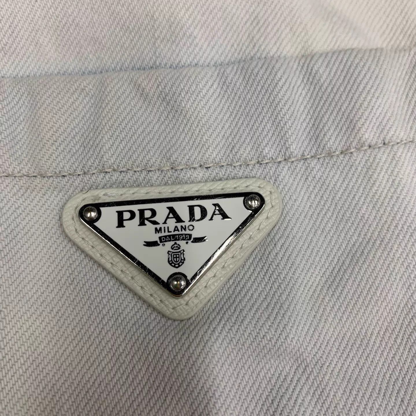 Prada Prada White Washed Distressed Denim SS L 95New Triangle Size US L / EU 52-54 / 3 - 8 Thumbnail