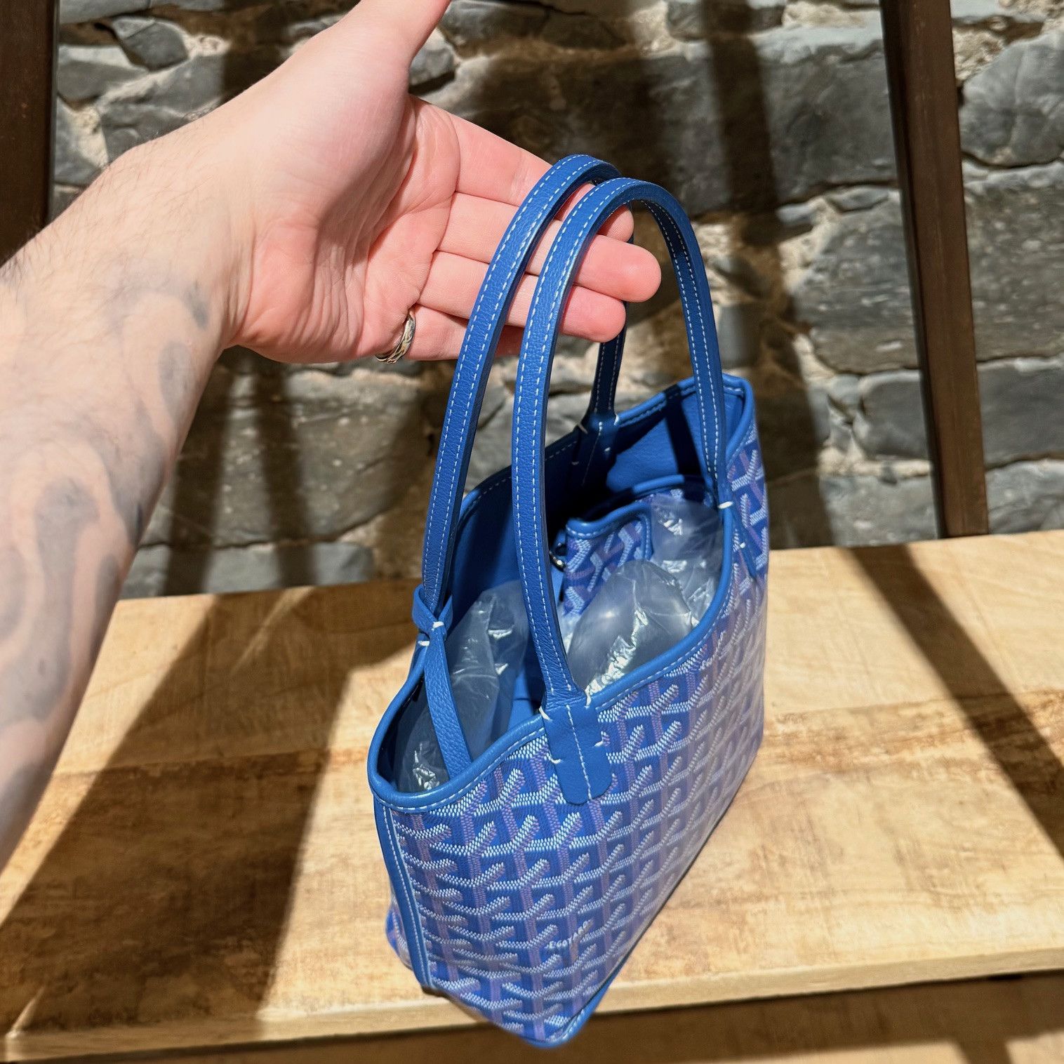 Goyard Goyard Blue Goyardine Mini Anjou Shoulder Bag Size ONE SIZE - 11 Thumbnail